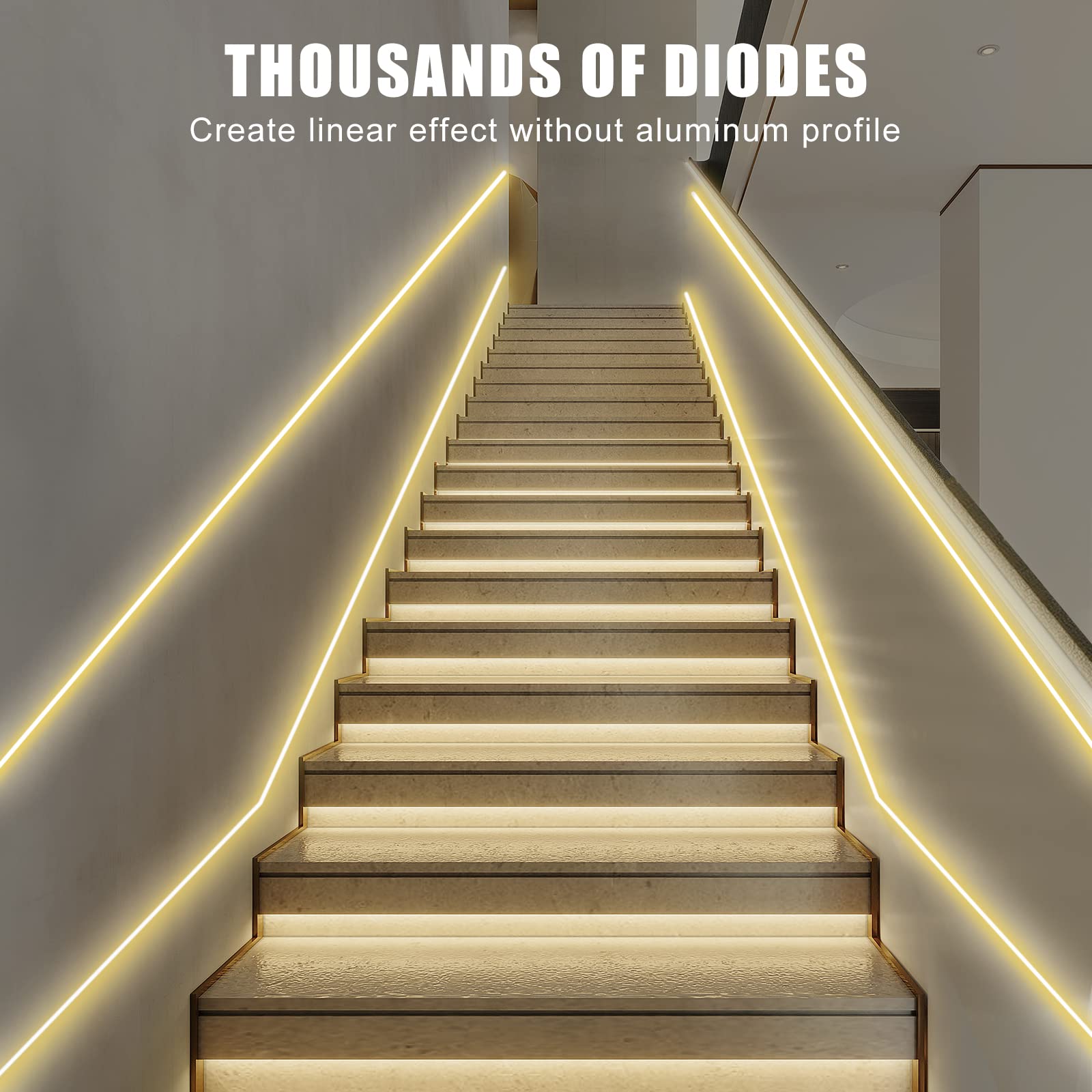 Tatazone COB LED Strip Lights 32.8ft, 3000K Warm White, Dimmable, RF Remote, Flexible Indoor Adhesive Lighting for Home Decor