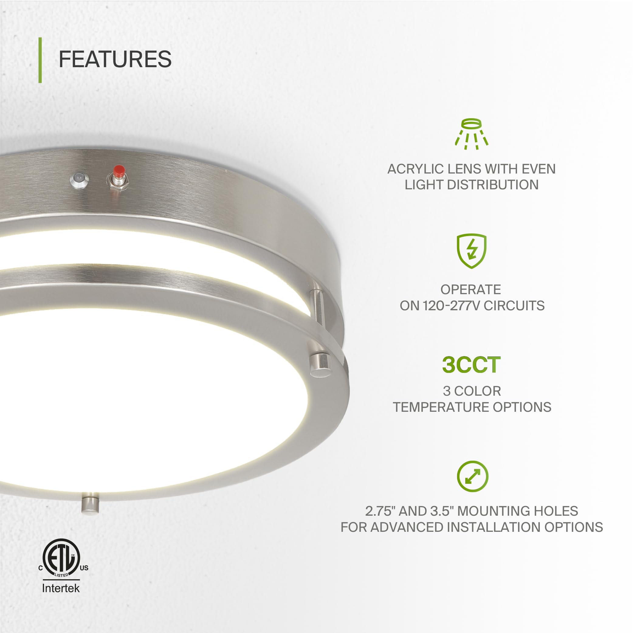 ASD LED Flush Mount Light Fixture 20W 1850LM 3000K-5000K 12 Inch Brushed Nickel 4 Pack