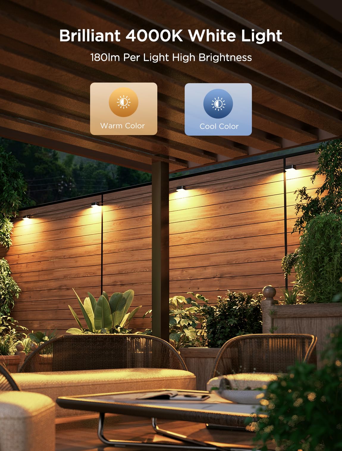 Govee Outdoor Deck Lights, Smart Wifi Outdoor Lights Work With Alexa, Google, Matter, App Control, Ip65 Waterproof, Color Changi