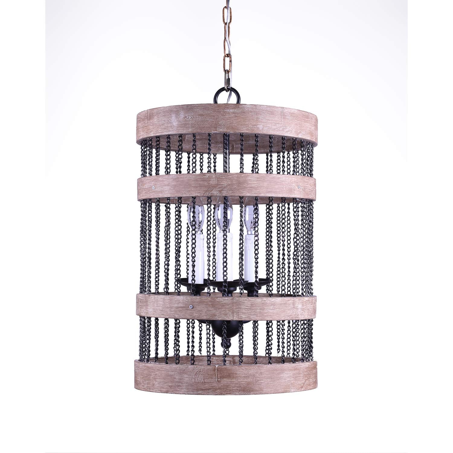 TX USA Corporation Angelina Wood and Metal Cylinder Chandelier - Natural