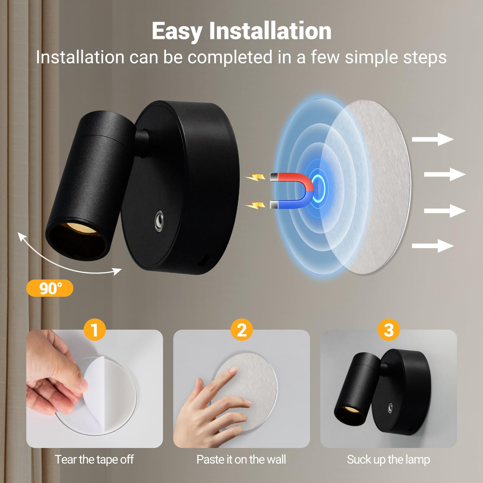 Oteedo Wireless Spotlights Indoor With Remote Up Lights Indoor Picture Light Battery Operated Spot Lights With 3 Color Dimmable Accent Uplighting Indoor Stick On Wall Light For Plant Artwork Black