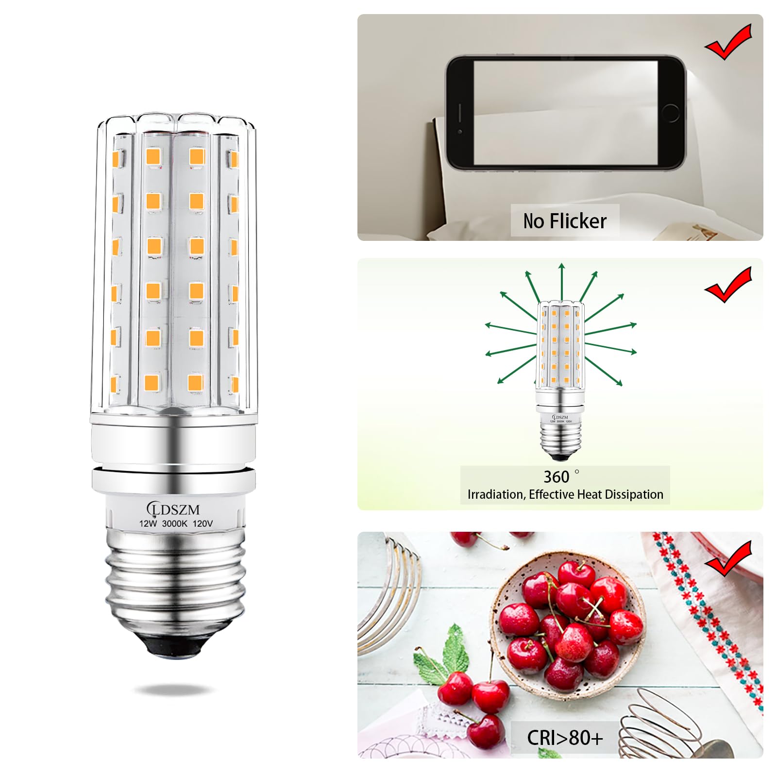 LDSZM LED Light Bulb 12W 100W Equivalent 1200 Lumen Warm White E26 Base Pack of 4