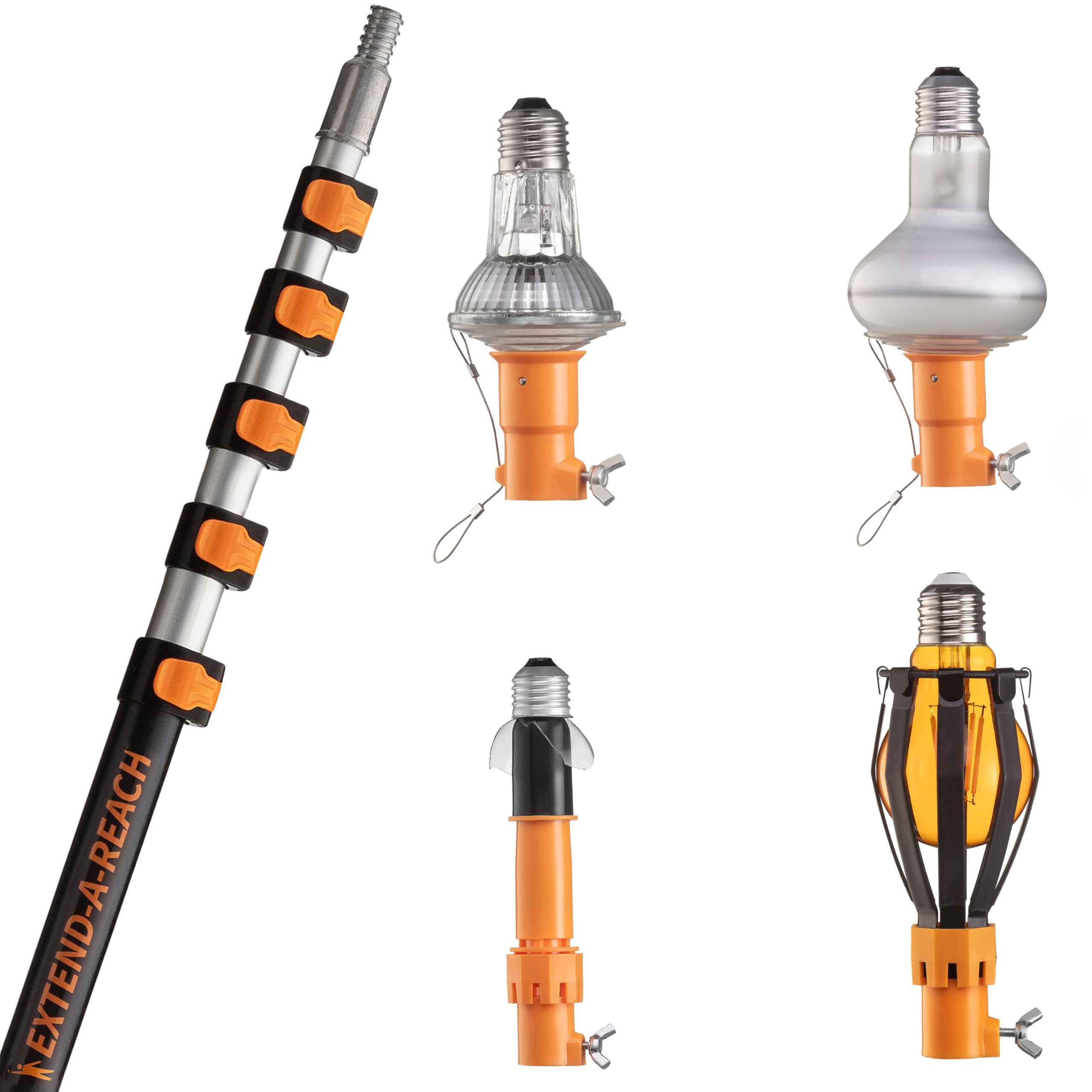 5-24 Ft Telescopic Light Bulb Changer For High Ceilings // Light Bulb Remover Tool High Ceilings Kit With Suction Cups, Basket A