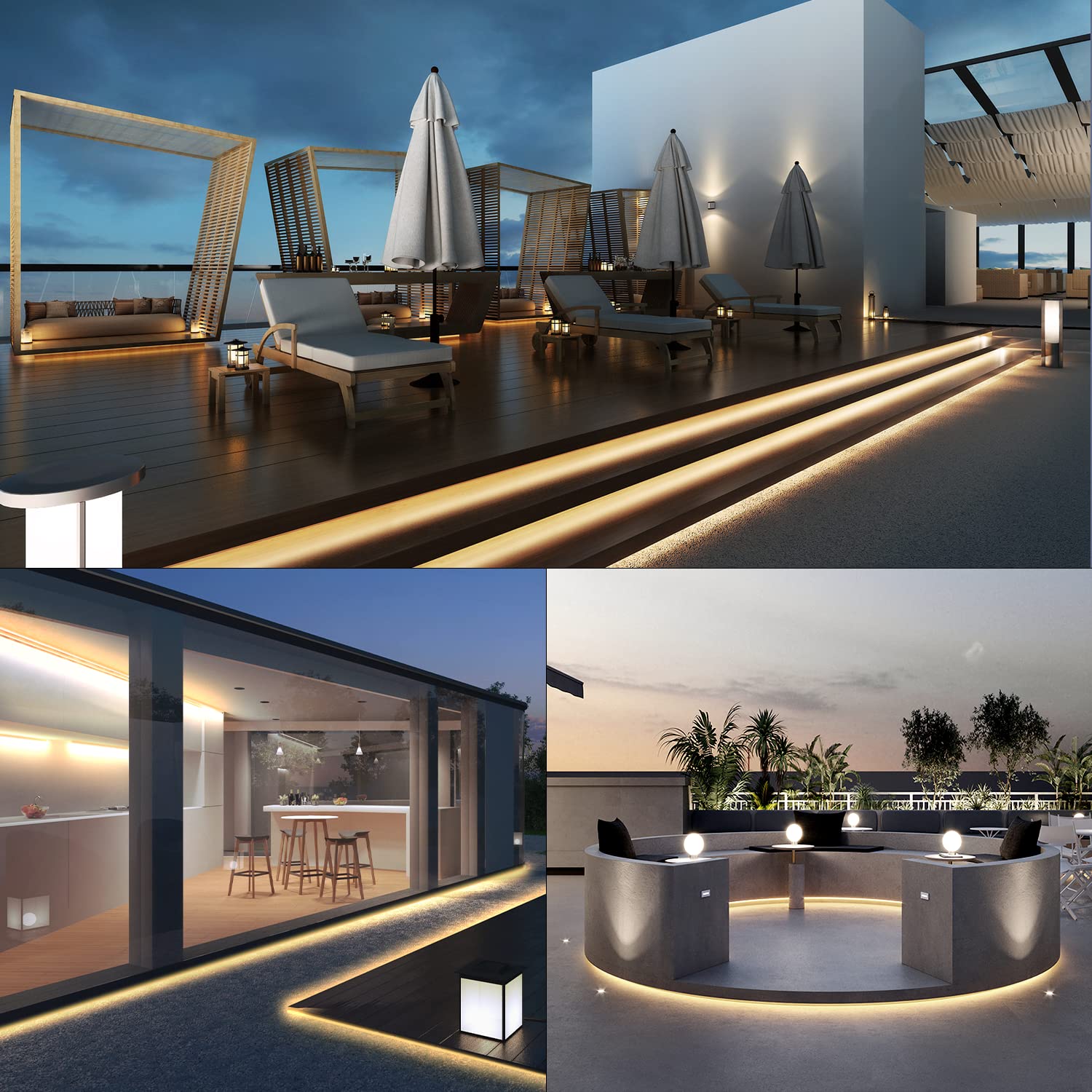 Guotong White Led Strip Lights, Waterproof Cuttable 1200 Smd 2835 Led Tape, 12V 65.6Ft/20M Flexible Ribbon, Kitchen Cabinet Ligh