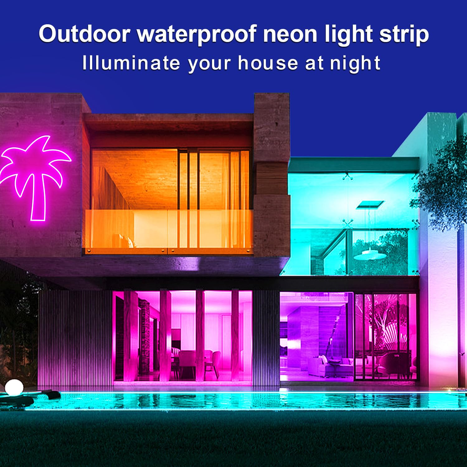 segrass 100FT RGB LED Neon Rope Lights, Remote/App Control, IP65 Waterproof, Multicolored, Flexible Neon Strip, Model: segrass-nh100FT3