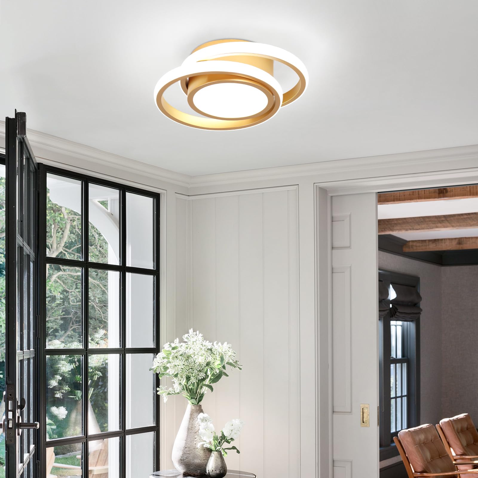 Caneoe Small Modern Led Ceiling Light  Gold Round Hallway Light Fixtures Ceilings  Indoor Ceiling Lamp Fixtures For Hallway Living Room Bedroom Kitchen Office Lighting Fixture