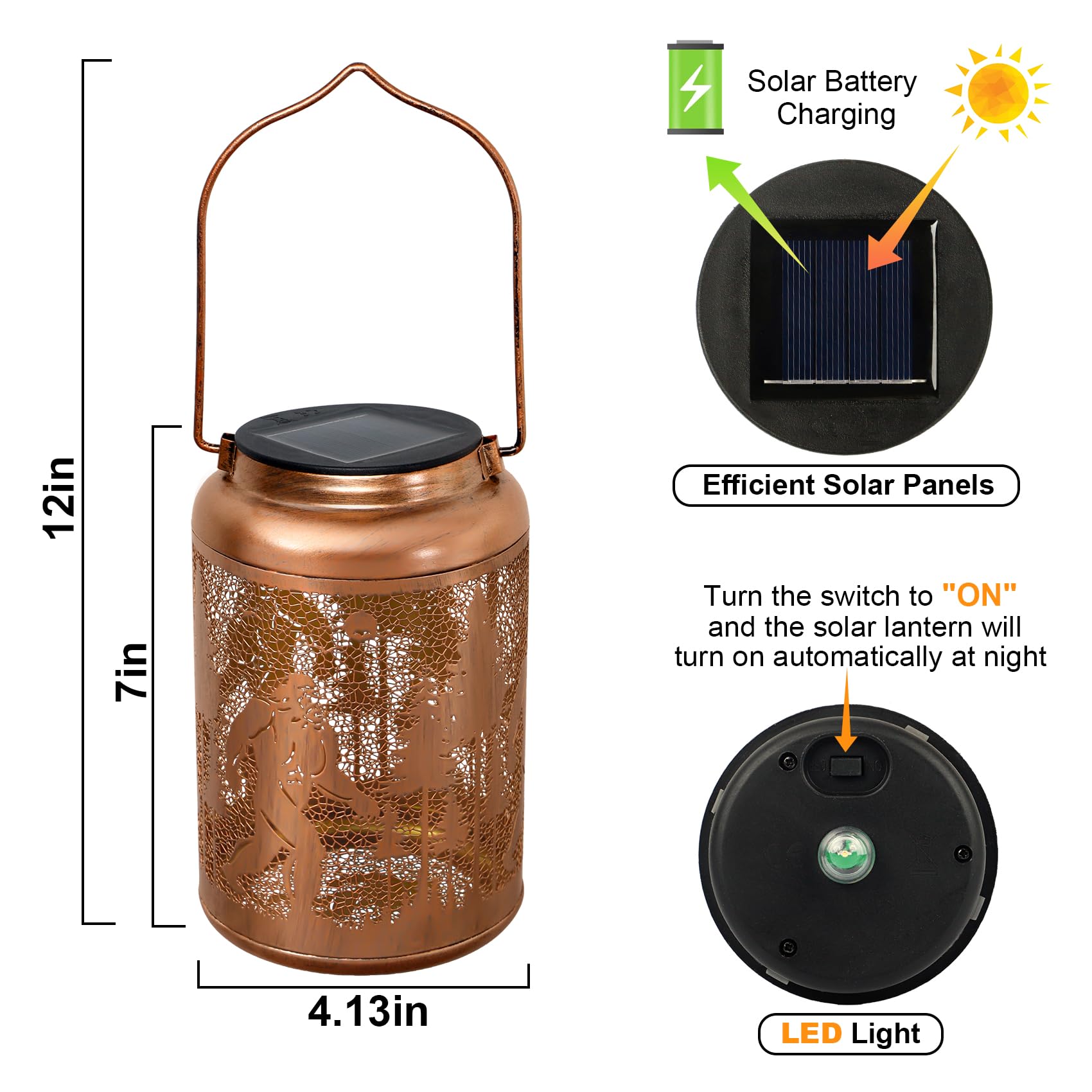 Christmas Gifts For Women  2 Pack Solar Lanterns Decorative Outdoor Big Foot Gifts  Hanging Solar Lanterns Outdoor Waterproof For Patio Porch Garden Decor