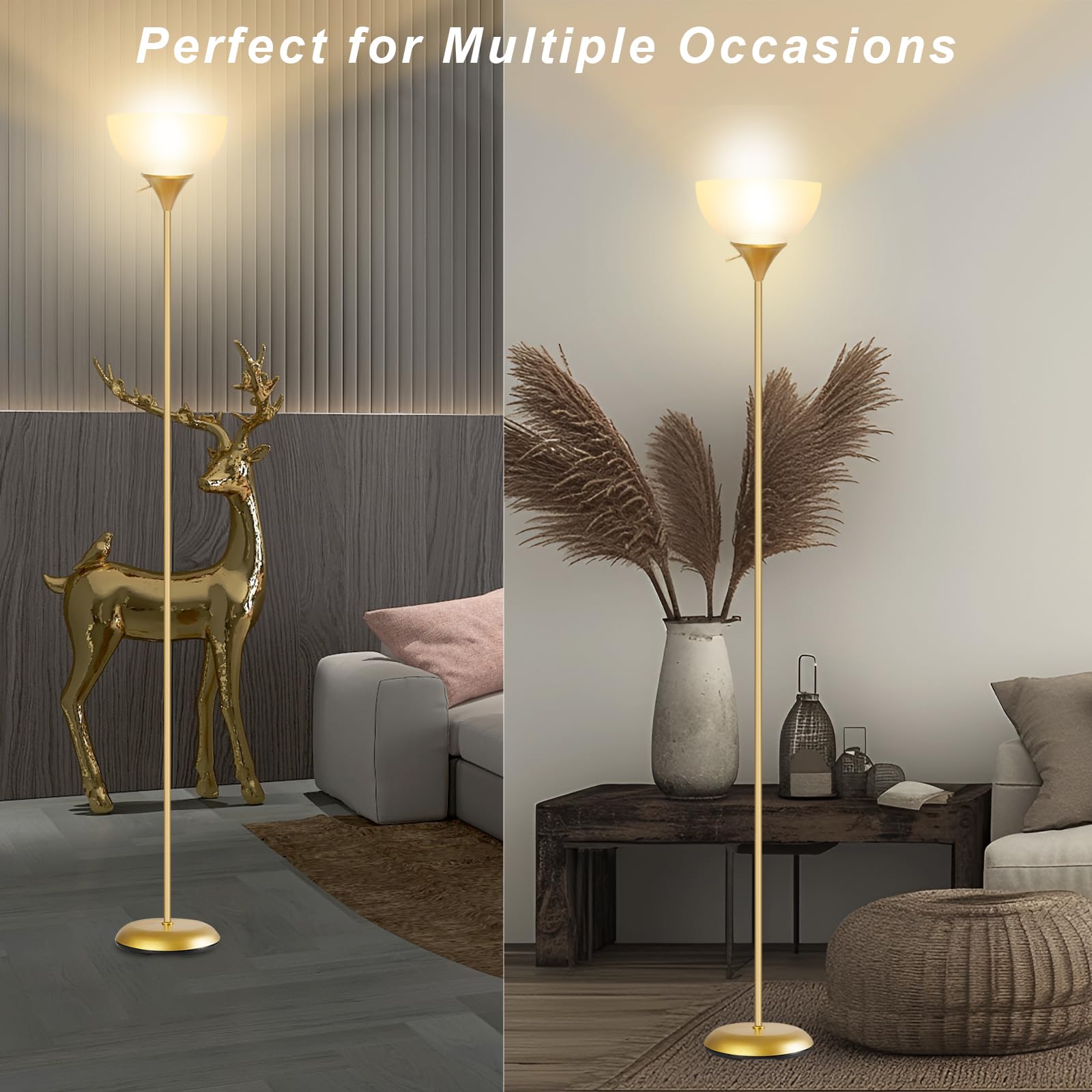 Floor Lamp For Living Room, Standing Lamp For Bedroom, Drop-Resistant White Lampshade, Standing Lamp For Bedroom Study Office Ho