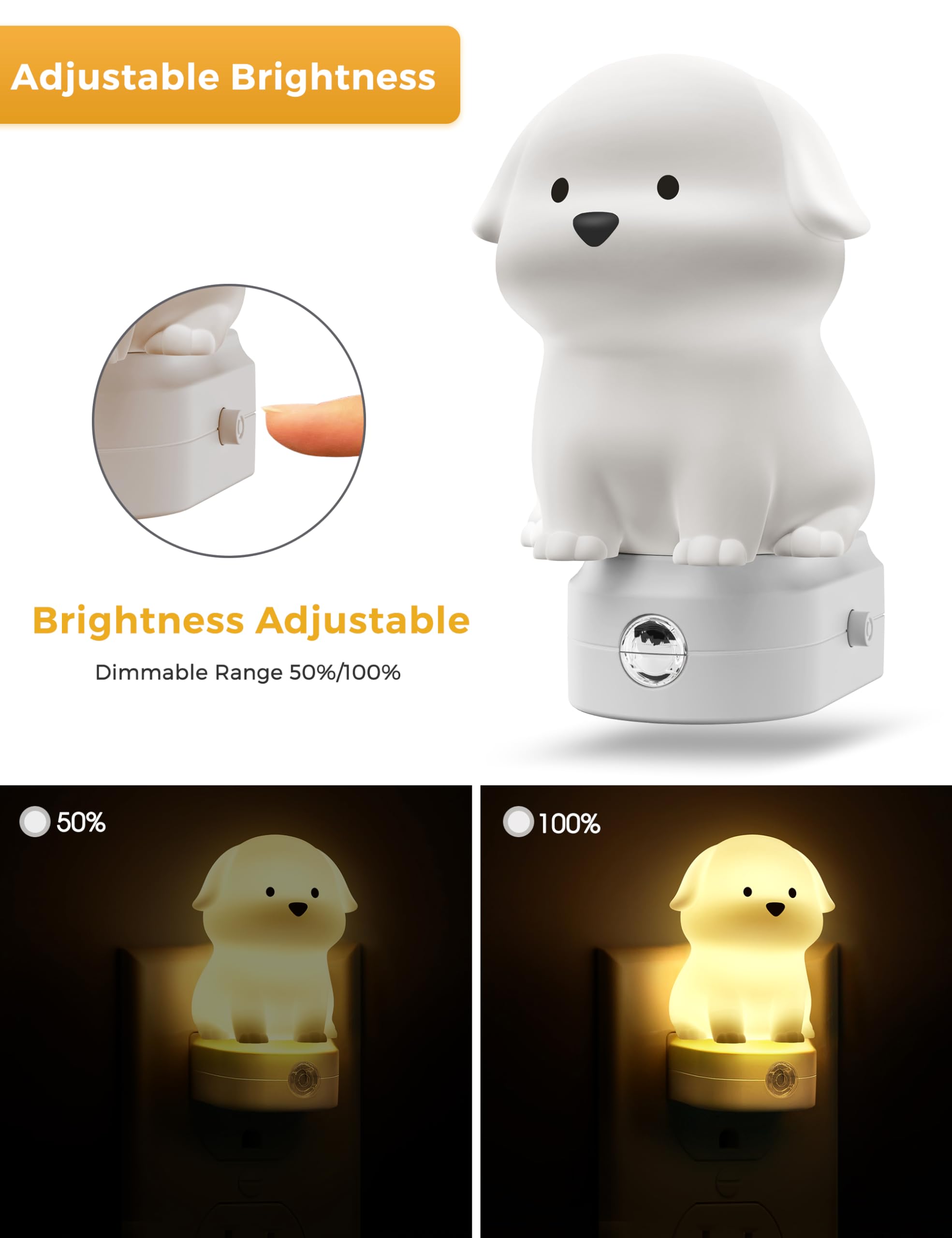 L Lohas Led Plug In Night Light For Kids  3D Cute Puppy Night Lights With Dusk To Dawn Sensor  Rgb+Soft White 3000K Dog Night Light  Christmas Birthday Gift Nightlight For Kids  Room Decor