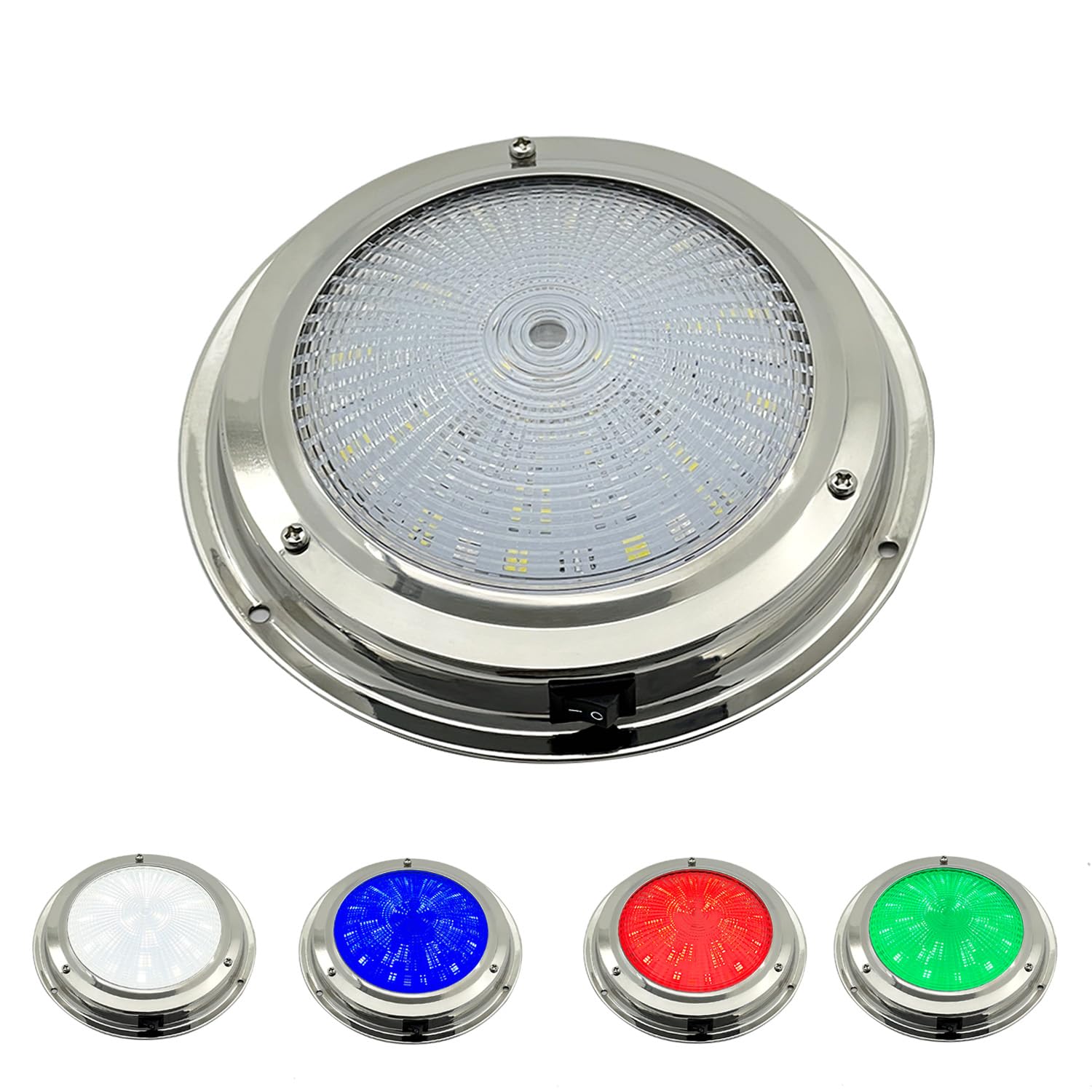 SMIXCTEK Marine Boat Dome Light RGBW 5.5 12V LED Interior Cabin Lights with Toggle Switch  Stainless Steel Surface Mount