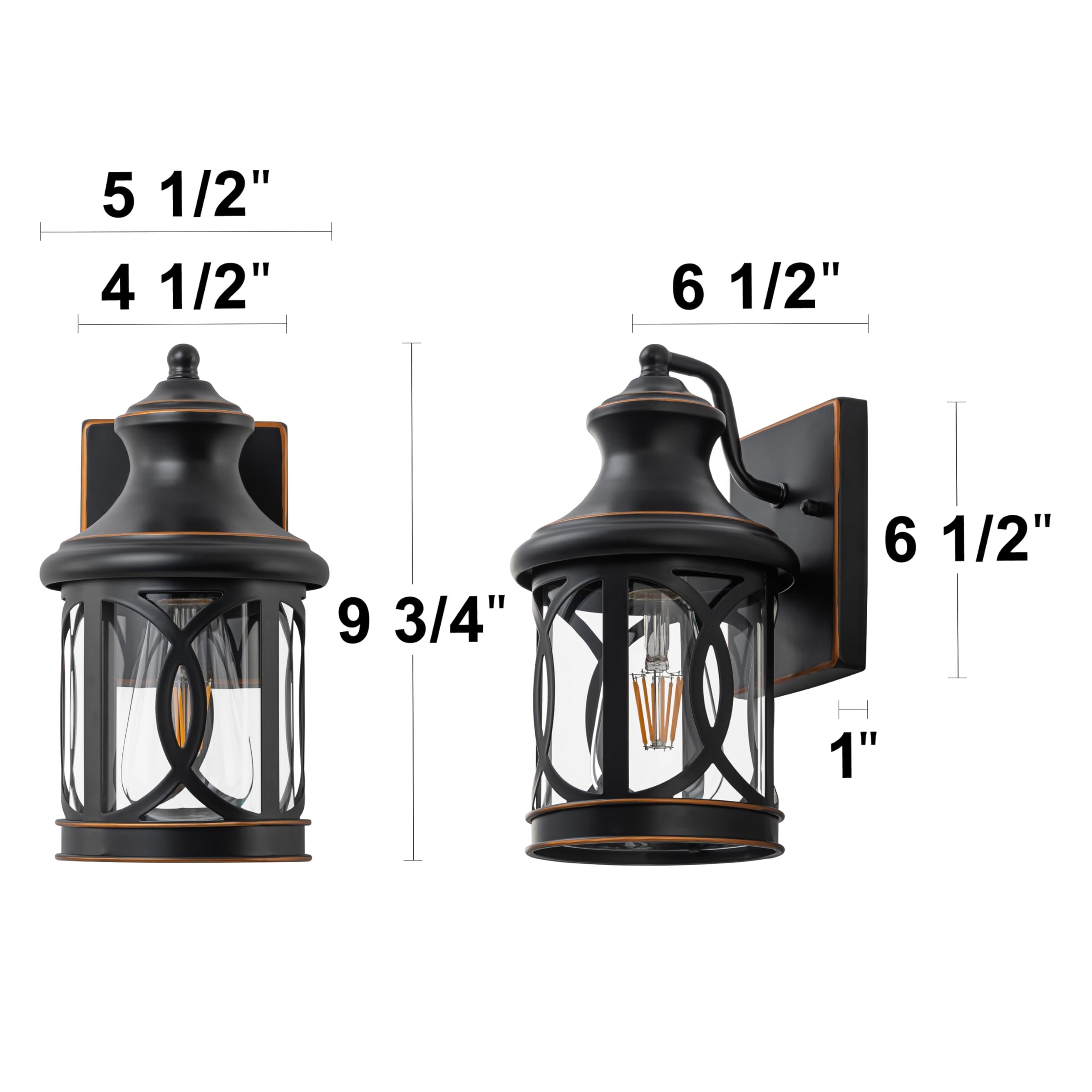 Laplusbelle Outdoor Wall Sconce Lights 2-Pack, Oil-Rubbed Bronze, Waterproof, E26 Base, 9.75in, Model CA2309-2WO