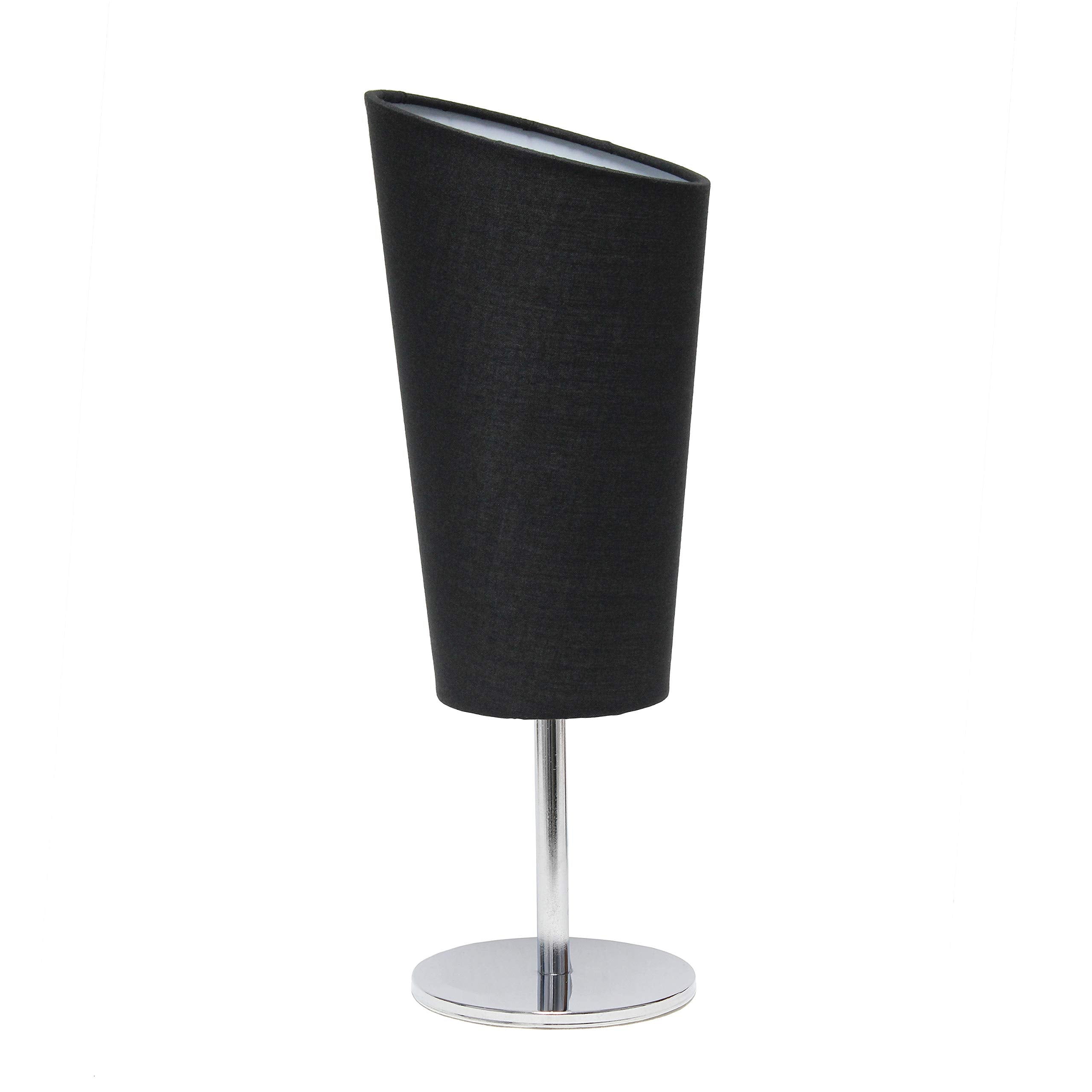 Simple Designs Lt2061-Blk Mini Table Lamp, Black Metal Fabric Shade, 4.75 X 4.75 X 12.6