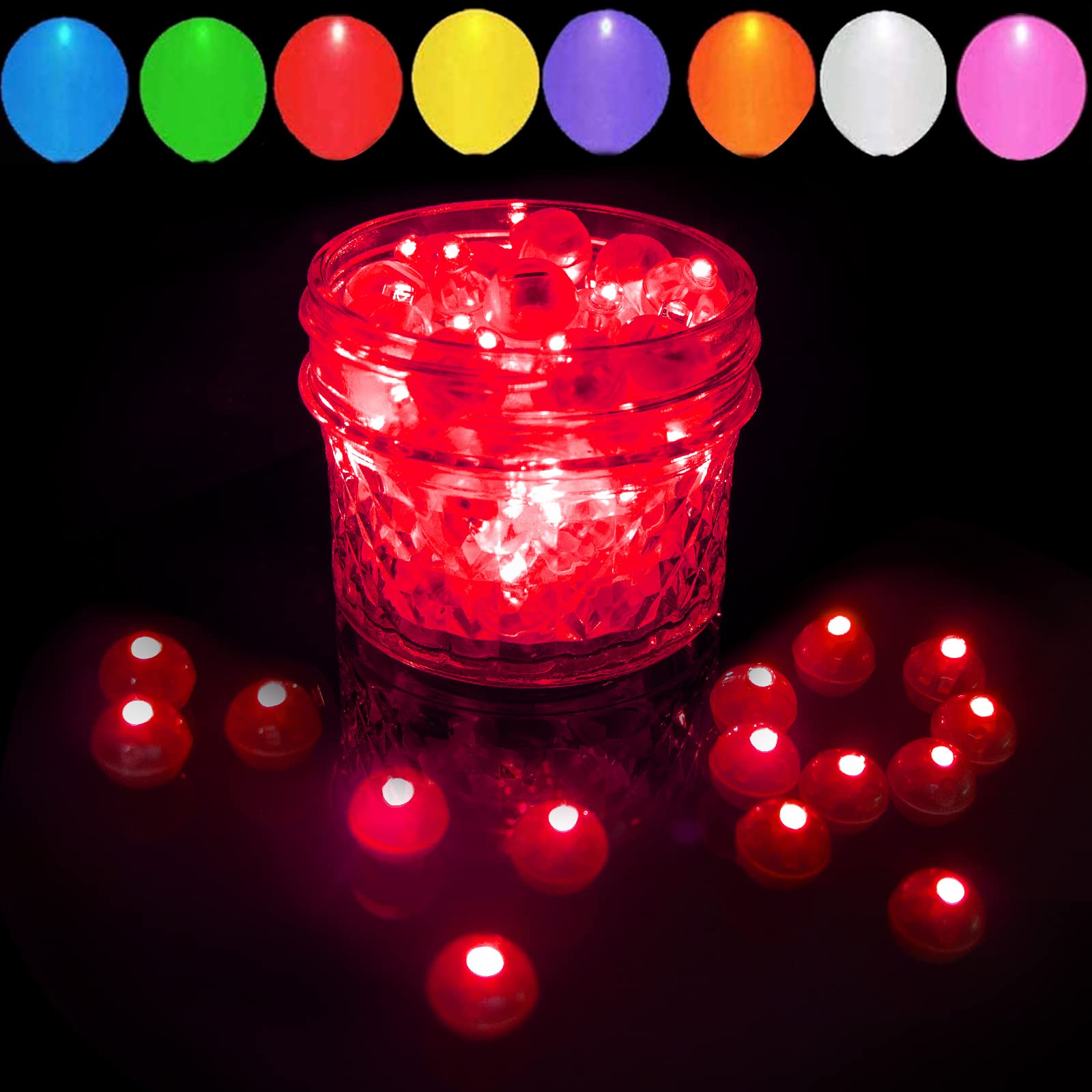 100 Pcs Red LED Balloon Light, Mini Led Lights Small Round Ball Lamp For Paper Lantern Balloon Indoor Outdoor Party Event Fun Bi