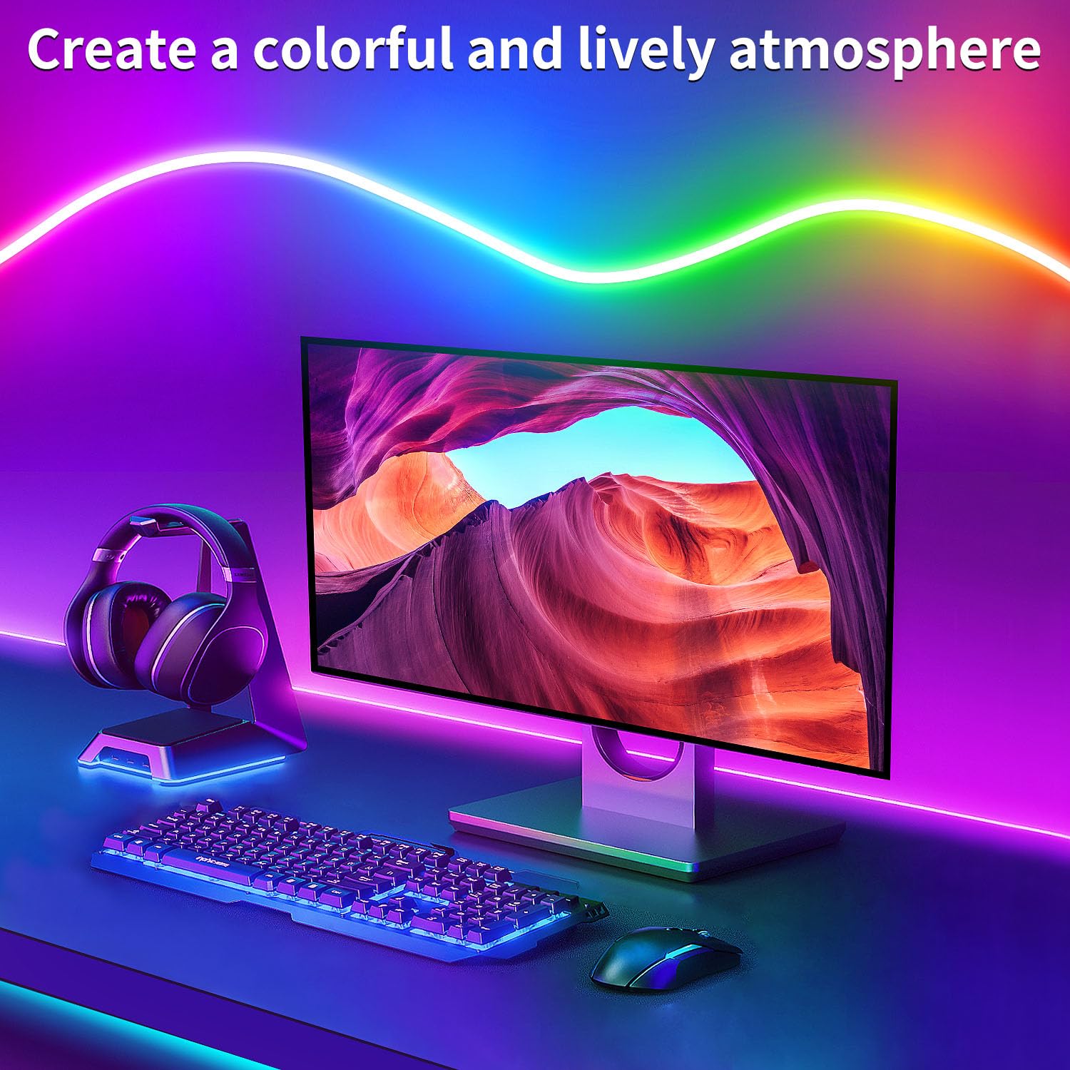 segrass 100FT RGB LED Neon Rope Lights, Remote/App Control, IP65 Waterproof, Multicolored, Flexible Neon Strip, Model: segrass-nh100FT3
