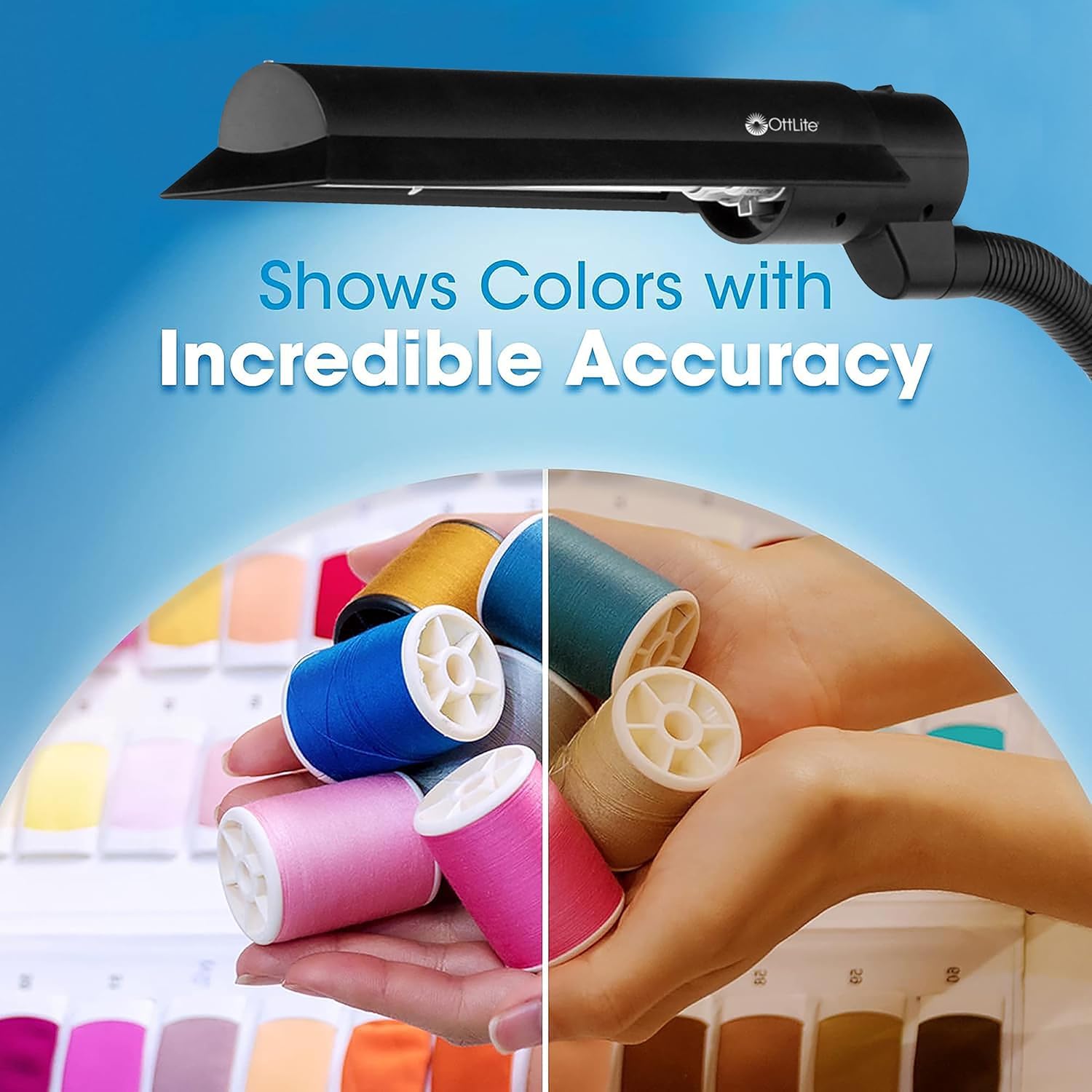 Ottlite 18W Wingshade Adjustable Floor Lamp, Black Metal, Ideal For Crafts, Office, Living Room - Model T81G5T