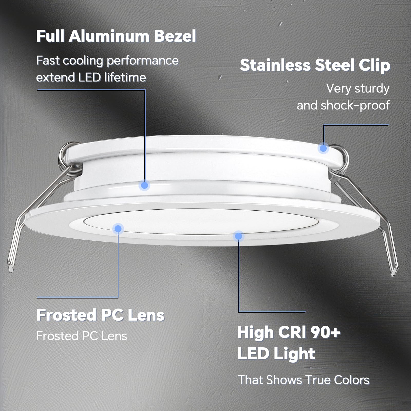 acegoo LED Ceiling Light, 2.75in Ultra-Thin Puck Light, Dimmable, 12V, White/Warm White, Model A12V-RM-CL-WW