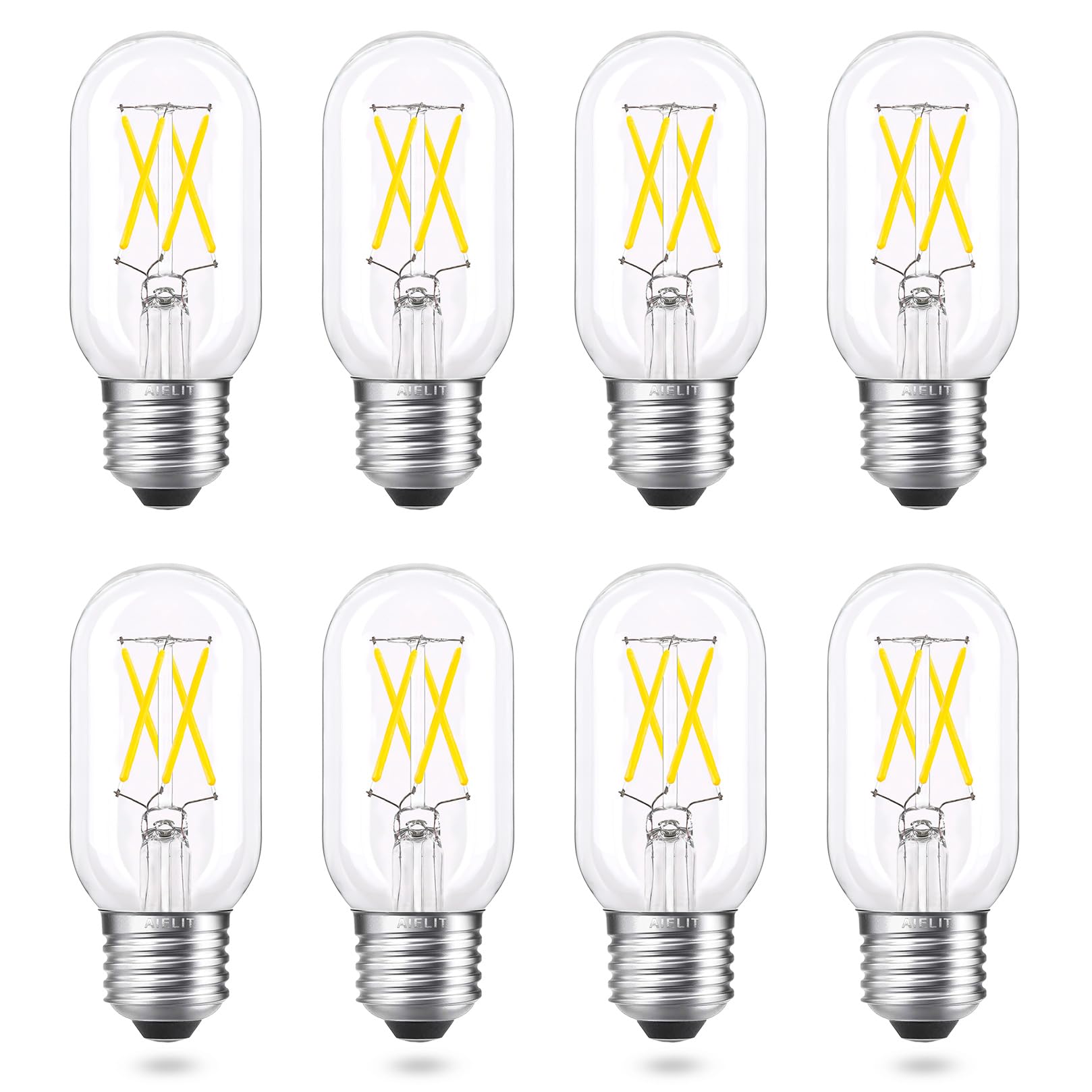 Aielit 40 Watt Equivalent E26 Led Bulb Dimmable, Daylight White 5000K, Energy Efficient 4W, 400Lm Tubular Edison T14 T45 Led Lig