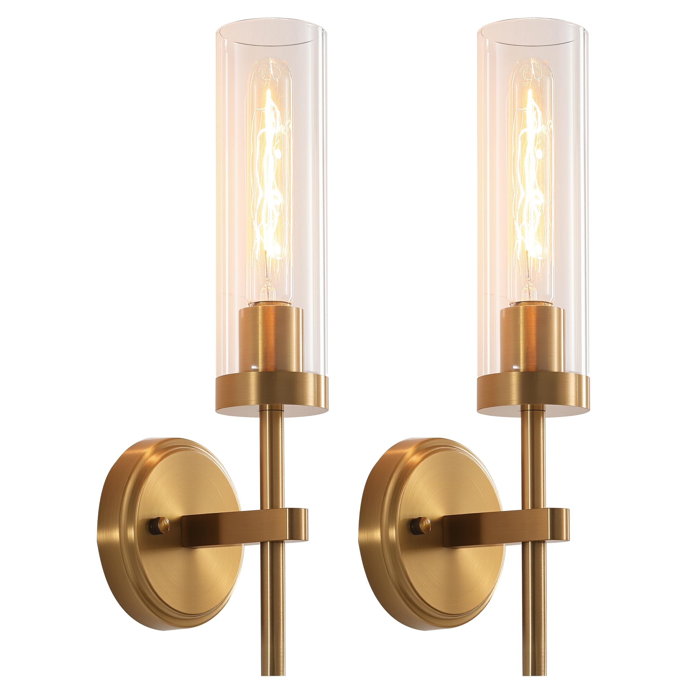 Wall Sconces Set Of Two Brass Gold Bathroom Sconces Wall Lighting With Clear Glass  Modern Sconces Wall Decor Set Of 2 Wall Light Fixtures For Bathroom Mirror Living Room Hallway Bedroom Wall Lamp