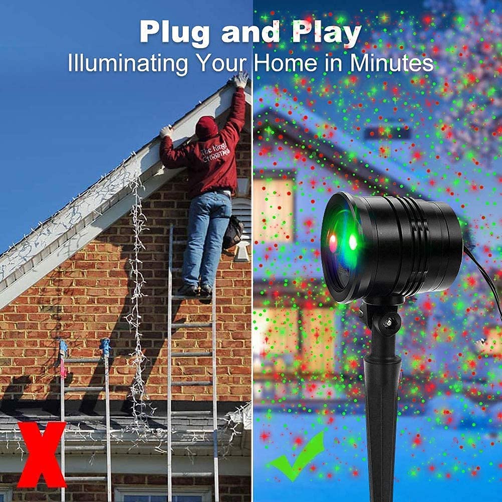 Tofu Christmas Projector Lights - Waterproof Laser Spotlight With Red & Green Patterns For Outdoor Decor