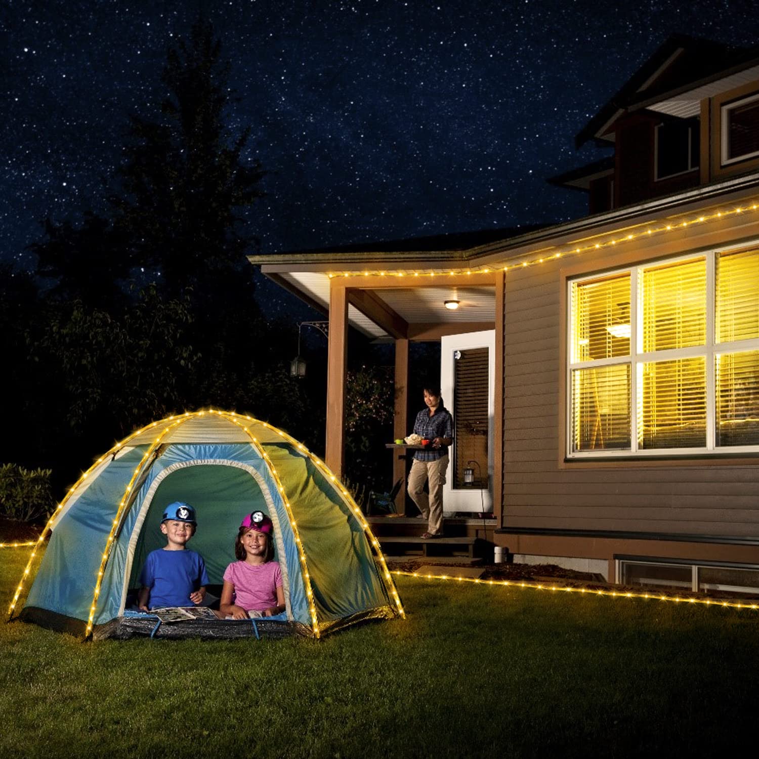 Potive 33Ft 100 Led Solar Rope Lights, Warm White Solar Powered Rope Lights, 8 Modes Solar Rope Lights Outdoor Waterproof For Tr