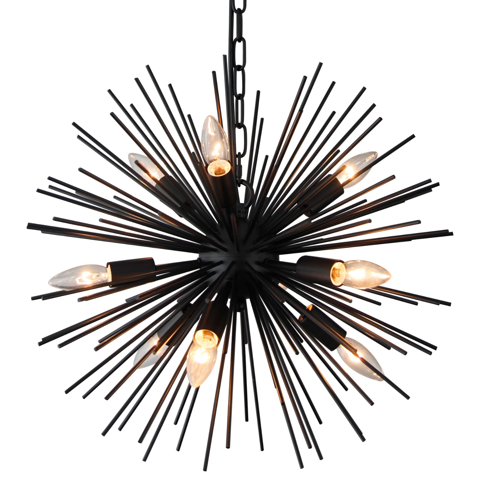 ZIRALIO Modern Black Sputnik Chandelier 9-Light Bedroom Chandelier Light Fixture for Dining Room, Kitchen, Entryway, Foyer, 20in
