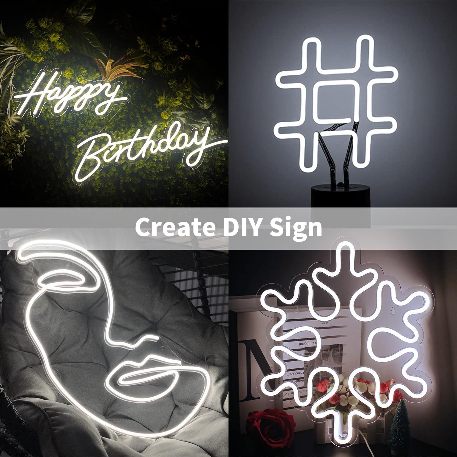 iNextStation LED Neon Rope Light 12V 16.4ft Waterproof Dimmable Flex Silicone White for Indoor Home Decor