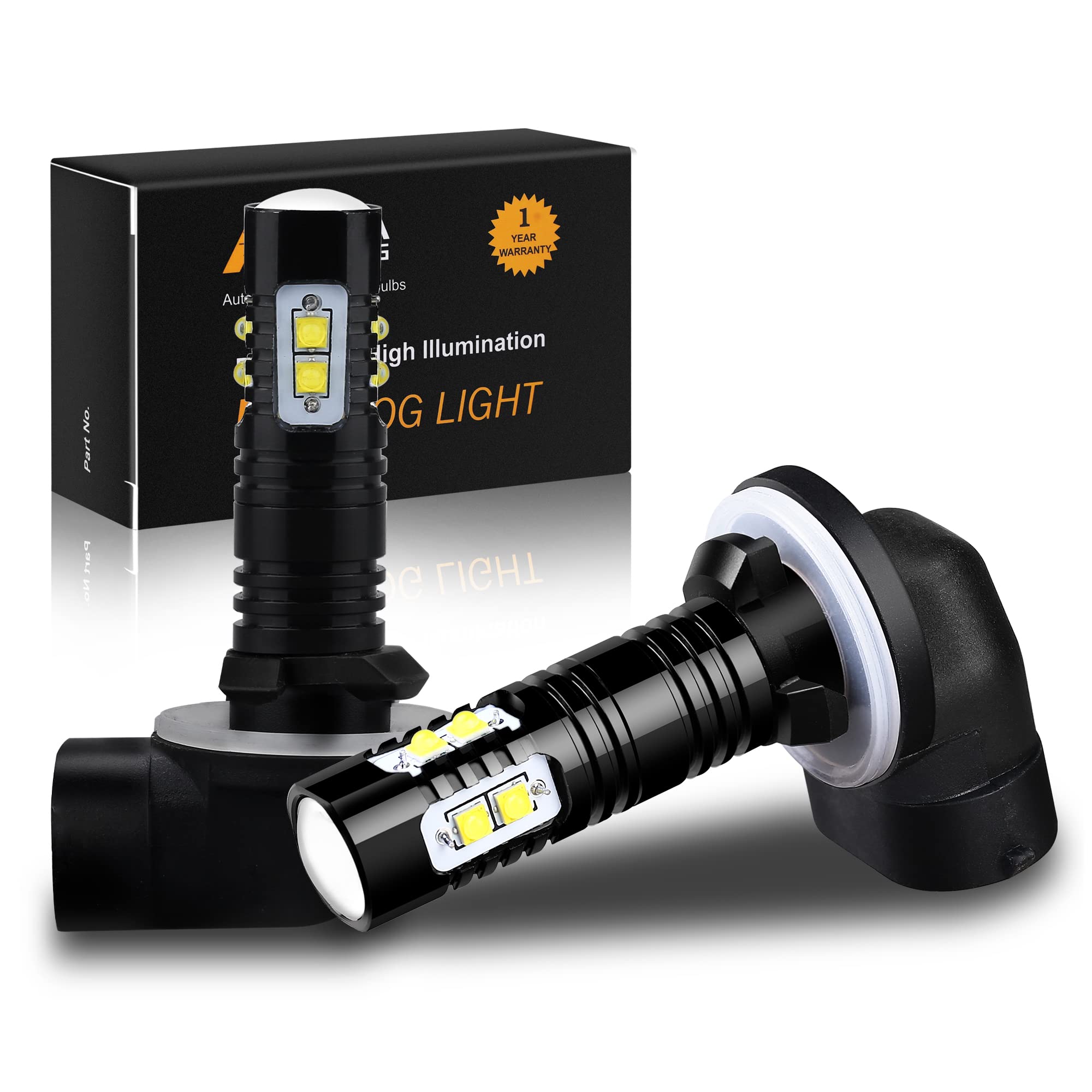 Alla Lighting 2000 Lumens PGJ13 889 881 LED Fog Lights Bulbs  6000K Xenon White 886 896 898 Fog Lamp Replacement for Cars  Trucks