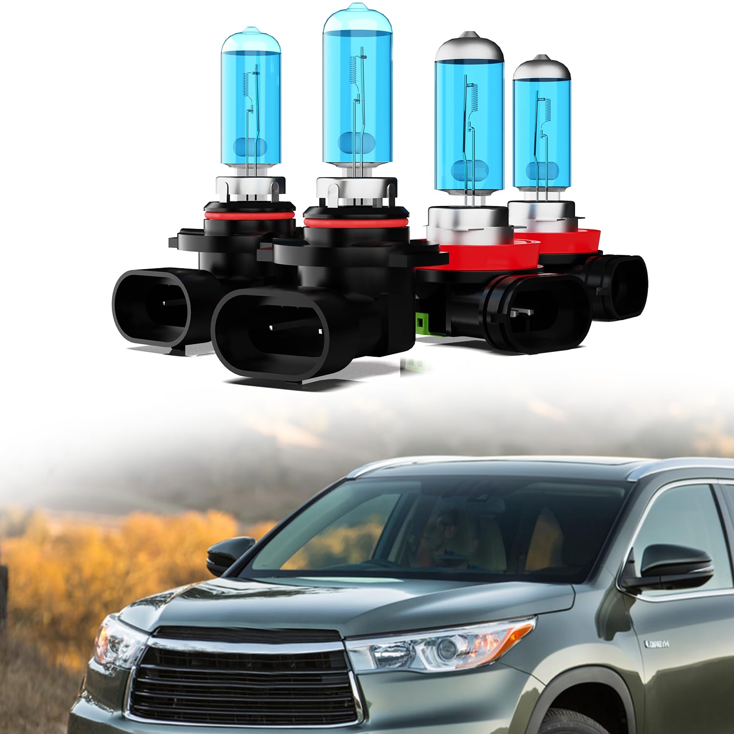 TTDBDAN Headlights Fit For 2011-2019 Toyota Highlander Halogen Headlight Bulbs,9005/HB3/H10 High Beam & H8/H9/H11 Low Beam Headl