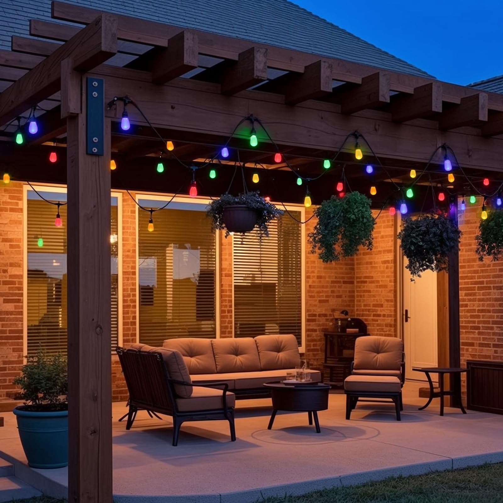 Brimax S14 Led Colored Light Bulbs With Faceted Surface Outdoor Indoor String Light Replacement Bulbs Plastic Shatterproof  E26 Base  For Christmas Halloween Party And Holiday Decor 15 Pack