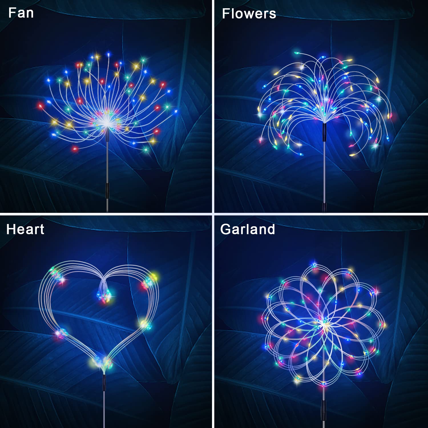 Solar Firework Lights, Garden Lights 5 Pack 120 Led Remote Control Solar Decorative Lights, Waterproof Stake Landscape Lights With 8 Flashing Modes, For Garden Pathway Courtyards Decor(Colorful)