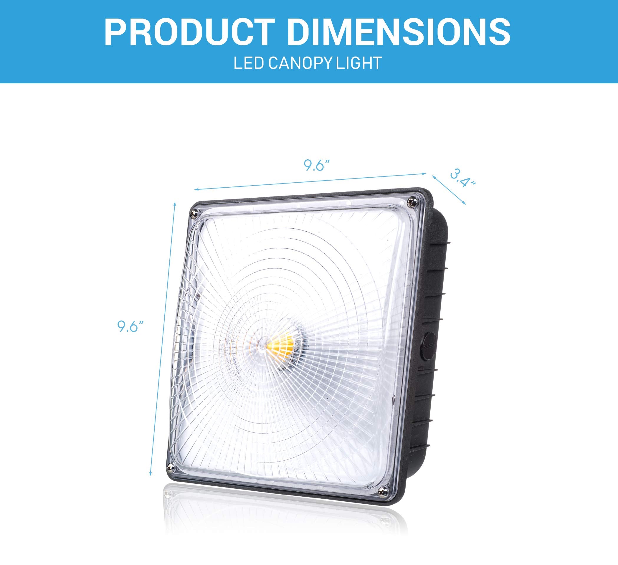 Parmida LED Canopy Light, 70W Dimmable, IP65 Waterproof, 9.6in x 9.6in, Bronze, Model PLED-CNP70W5K-