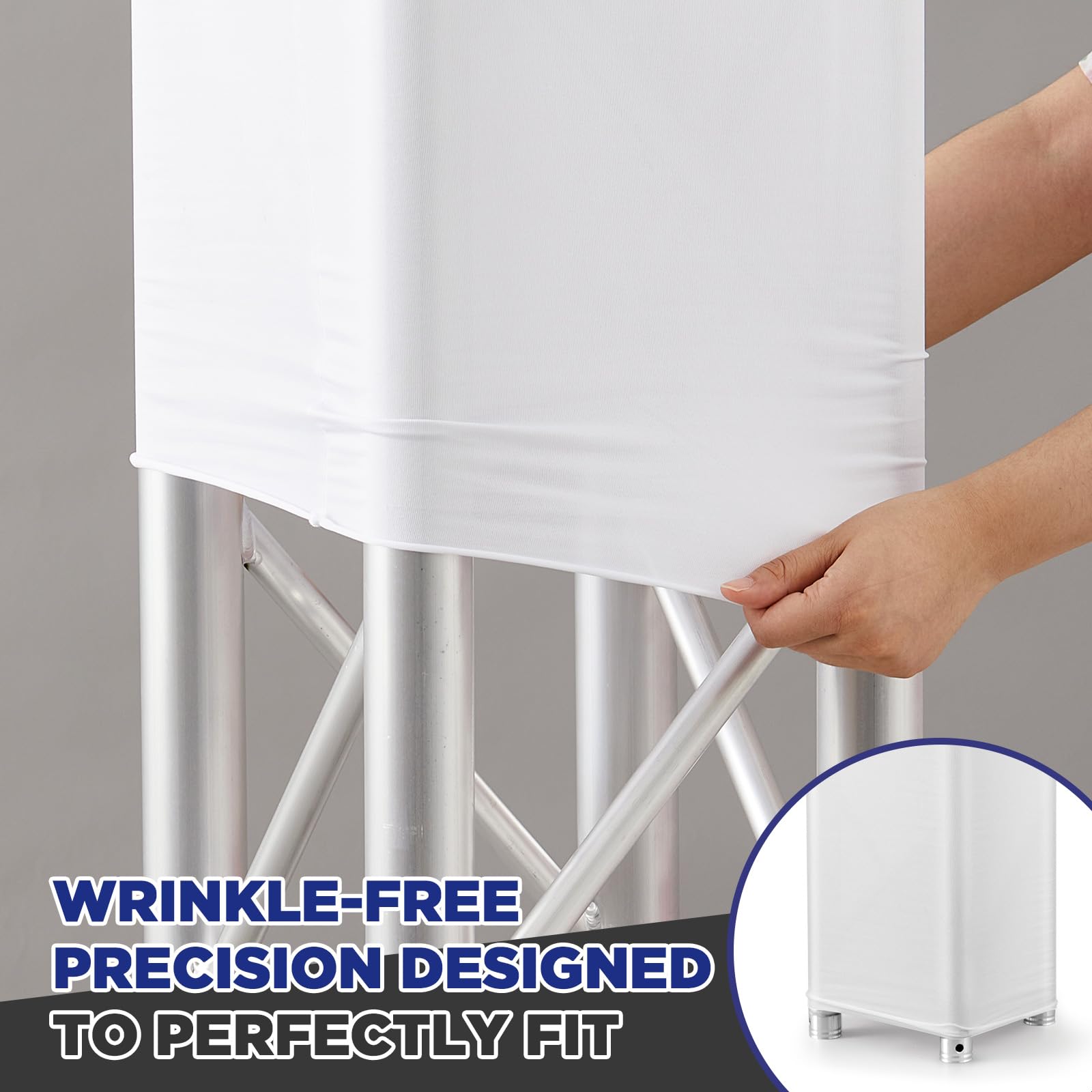 Hahafelt White Truss Cover - 2 Pcs Elastic Fabric, 6.56 ft x 8 in, Seamless Design, Easy Installation