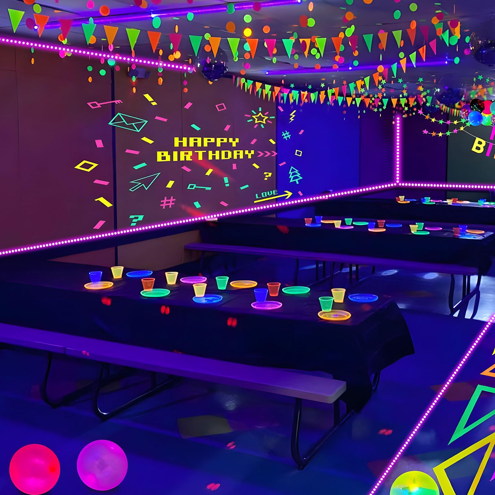 Thecham 40Ft Black Light Strip With Remote, 720 Led Lamp Beads, 12V Flexible Lights For Glow Party, Dimmable, Delay Off, 3 Light