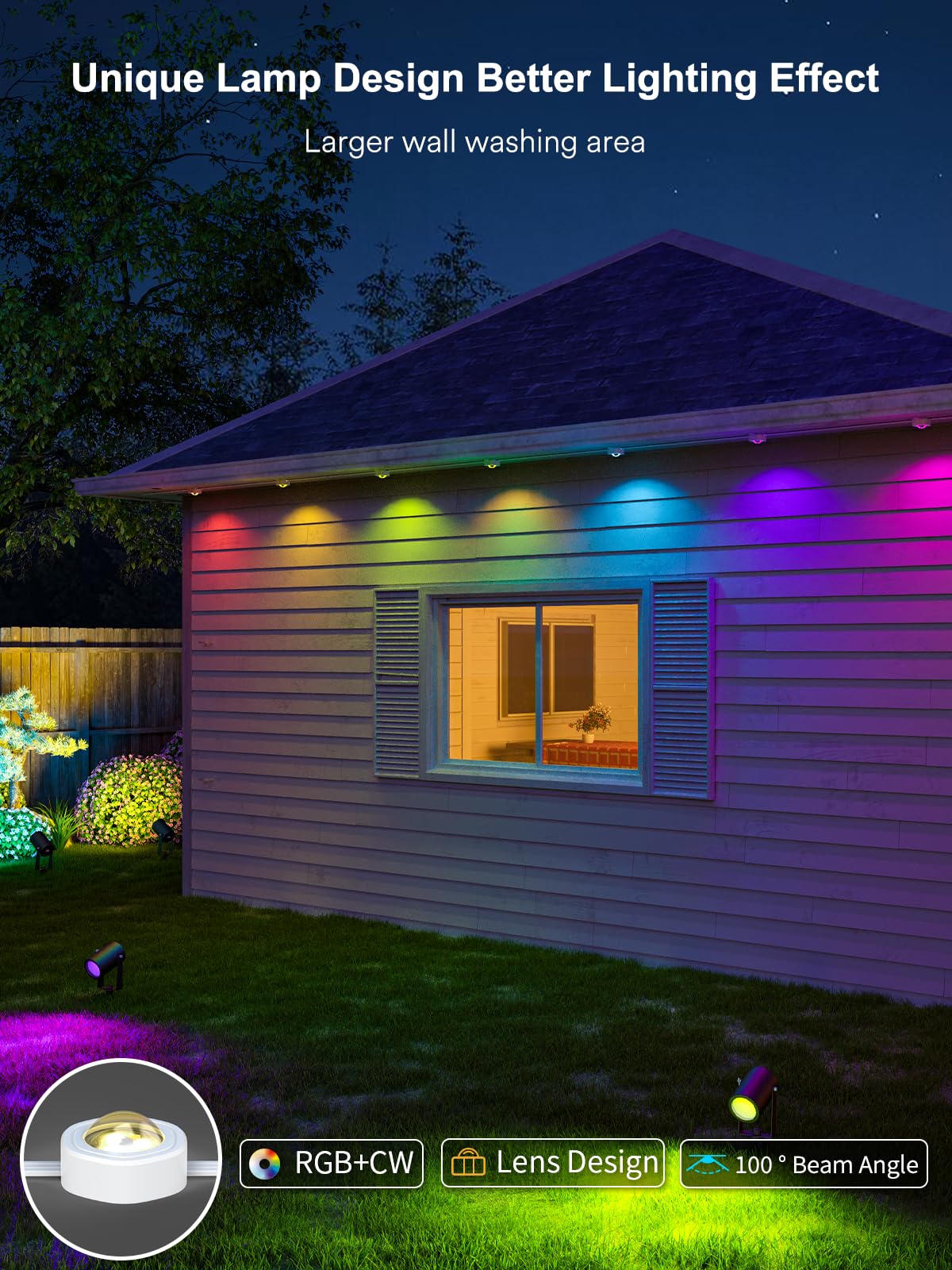 Angelhalo 50Ft Outdoor Led Lights, Ip65 Waterproof, Alexa Compatible, Warm & Cool White