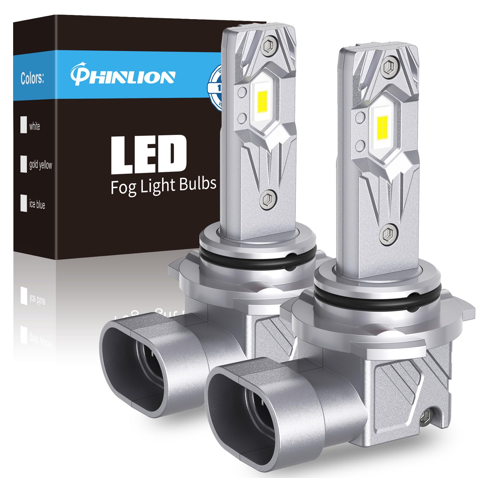 PHINLION 9006 LED Fog Light Bulbs, 12000 Lumens, 6500K White, Mini Size, Pack of 2