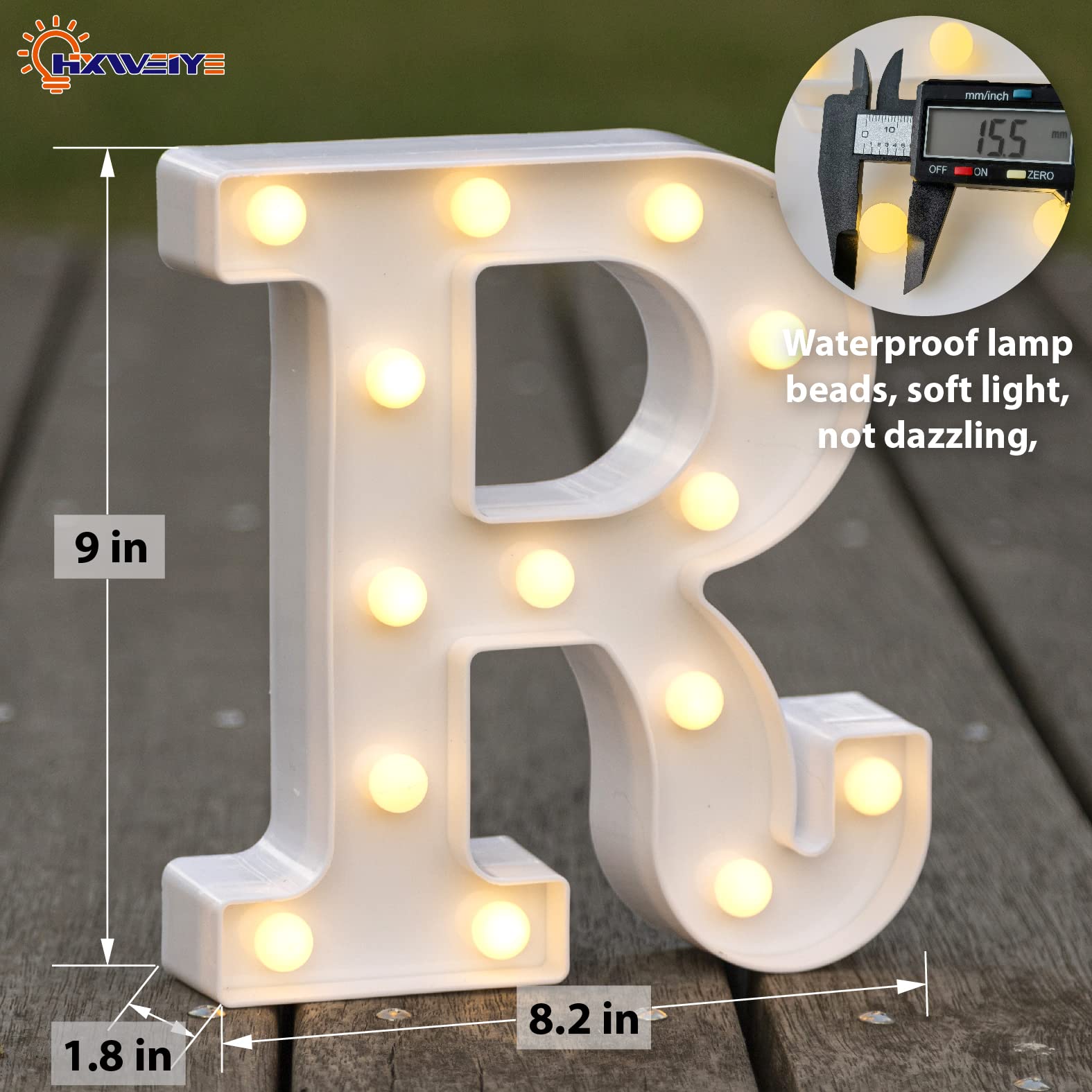 HXWEIYE LED Marquee Letters Sign R, Warm White Light Up Alphabet & Numbers 0-9 for Party, Home, Wedding Décor