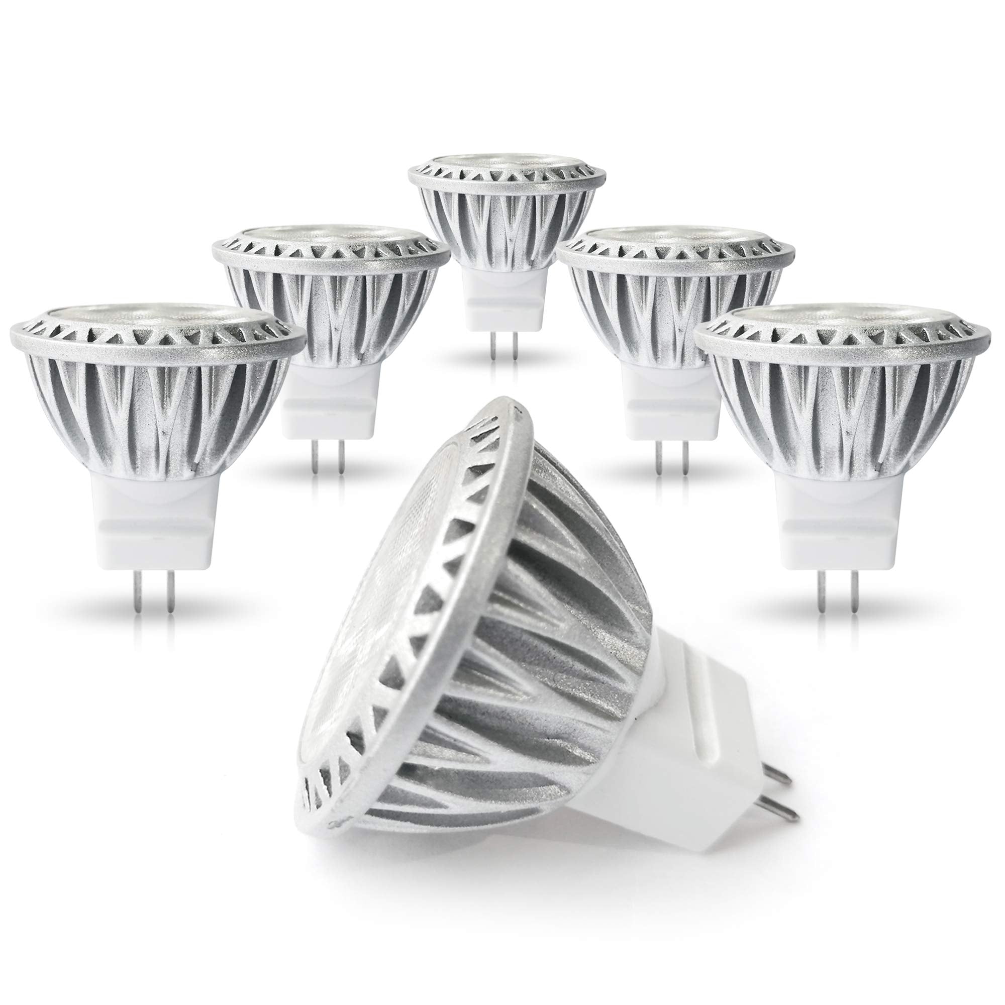 ALIDE MR11 GU4 LED Bulbs 3000K Warm White 3W, 12V Low Voltage Spotlights, 6 Count, Aluminum