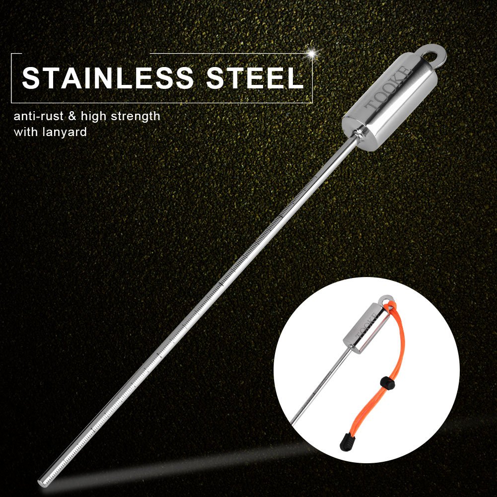 Alomejor Underwater Pointer Stick Rod with Lanyard Strap, Stainless Steel Diving Noise Maker, Orange