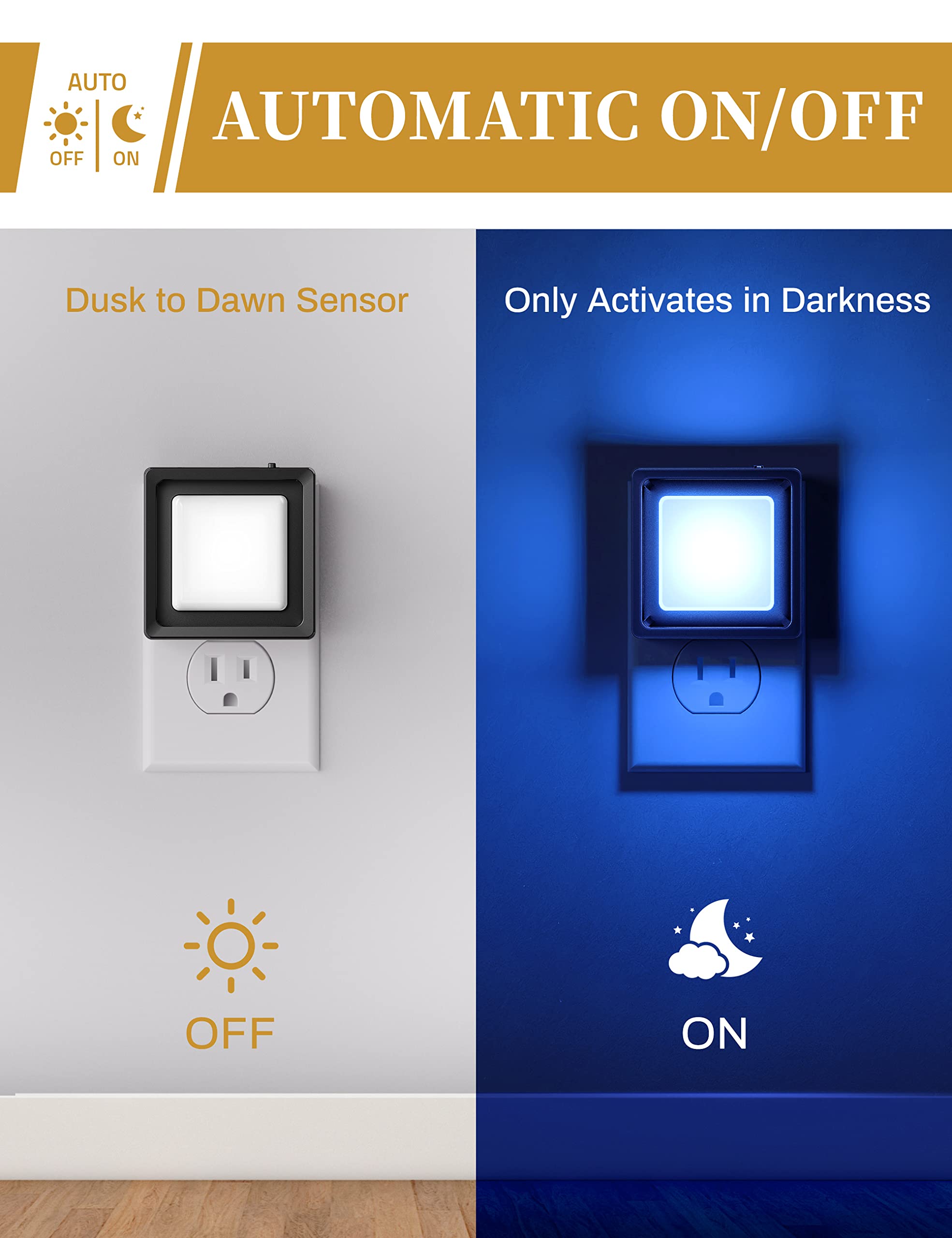 Doresshop Blue Night Light [2 Pack], Night Lights Plug Into Wall, Night Light, Dusk To Dawn Sensor, Led Night Light Adjustable B