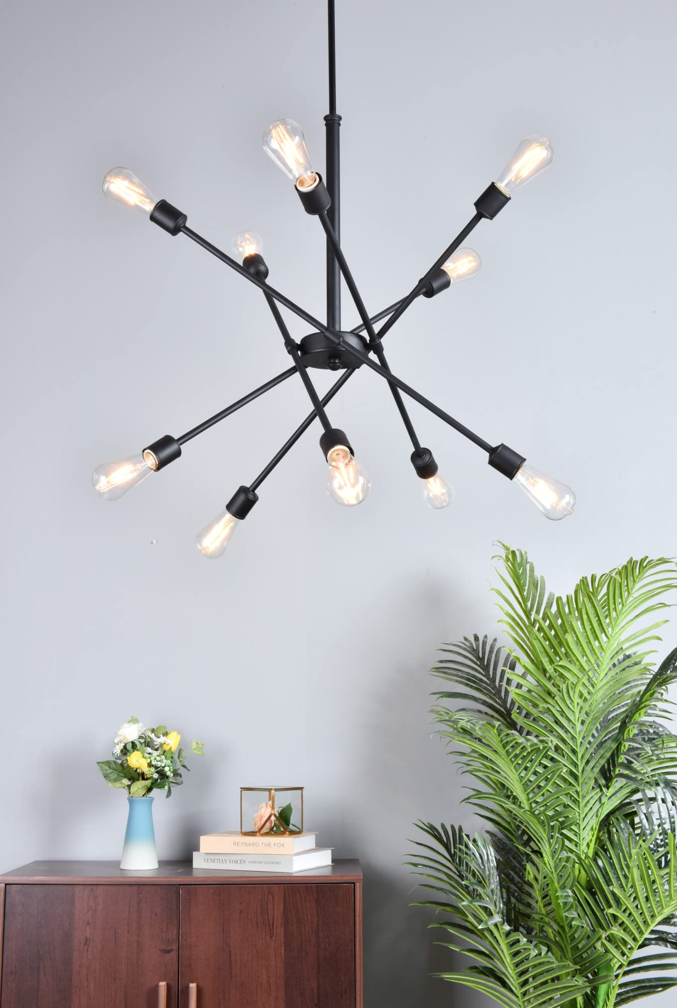 Elegant Lighting Axel Collection 10 Light Chandelier in Black and Brass Finish - 27.2''D x 32.5''H