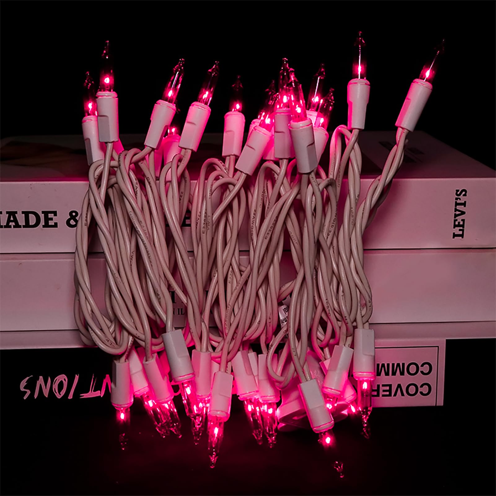 Multi-Sparking Pink Christmas Lights 35 Count - Incandescent Pink Mini String Lights For Indoor/Outdoor Christmas Valentines Day