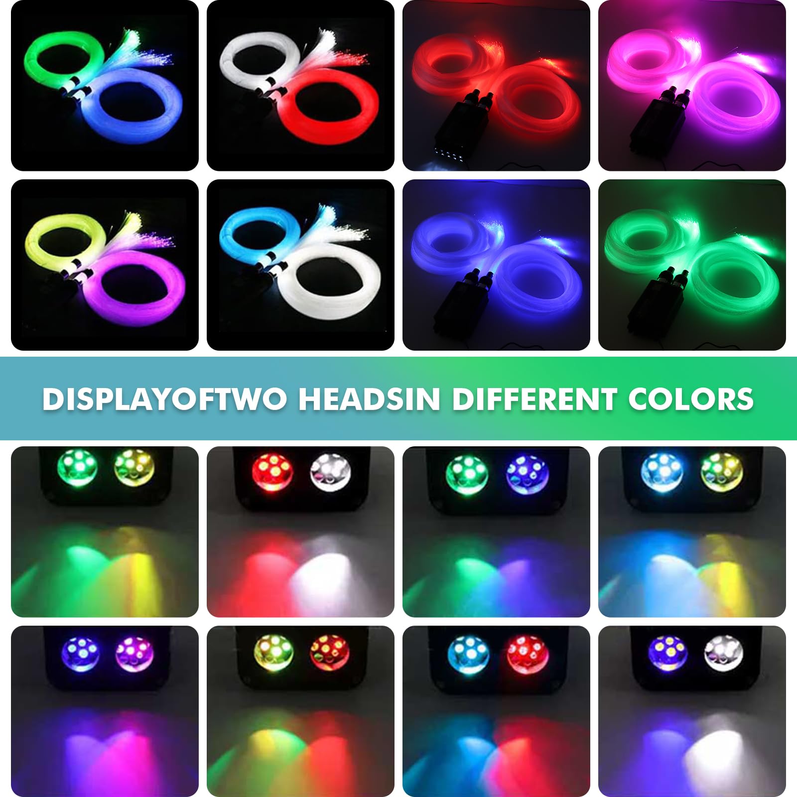 YINGTOUSHI Dual Color Twinkle Starlight Headliner Kit, Music Sync 1000pcs 0.03in 9.8ft Fiber Optic Light APP/Remote Control for