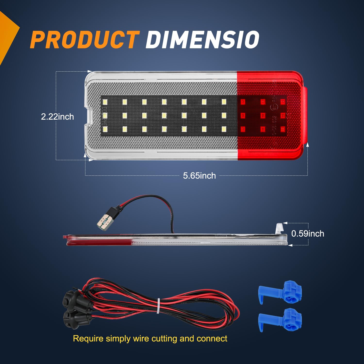 Nilight LED Interior Door Panel Lights - 2PCS Courtesy Warning Lights, Red/White for Ford F250 F350 F450 F550 Super Duty 1999-2007