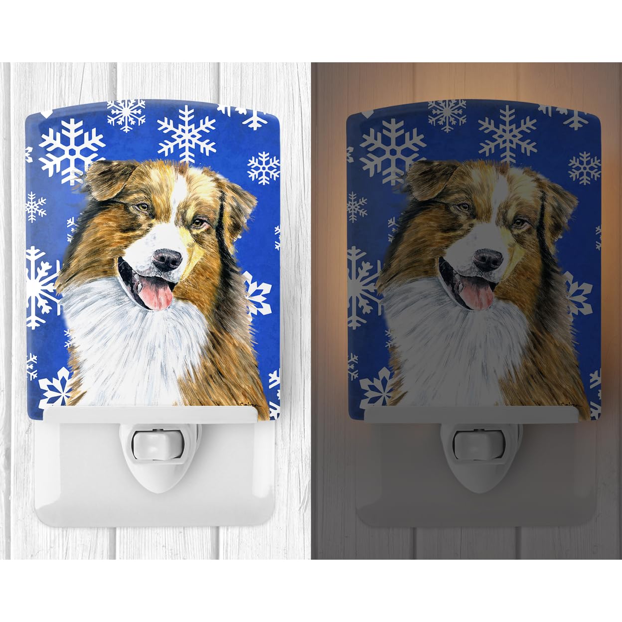 Carolines Treasures Night Light, Ceramic, Australian Shepherd, UL-Certified, 6x4x3in, Multicolor, Model SC9397CNL