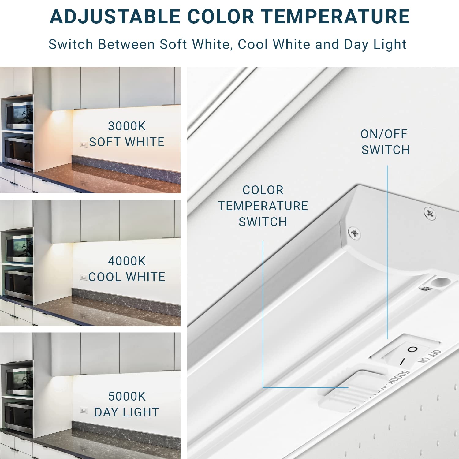 Parmida LED Under Cabinet Lighting, 42 Inch, 30W, Dimmable, 2300 Lumens, 3CCT Color Selectable, White Finish, Model PLED-UC