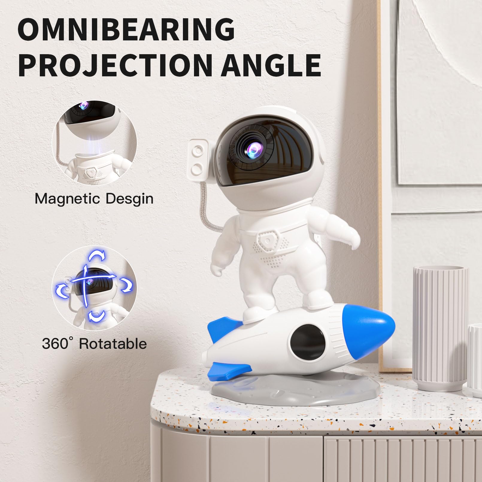 Chiclew 4K Astronaut Galaxy Projector, 360° Star Projector For Kids, Milky White Night Light