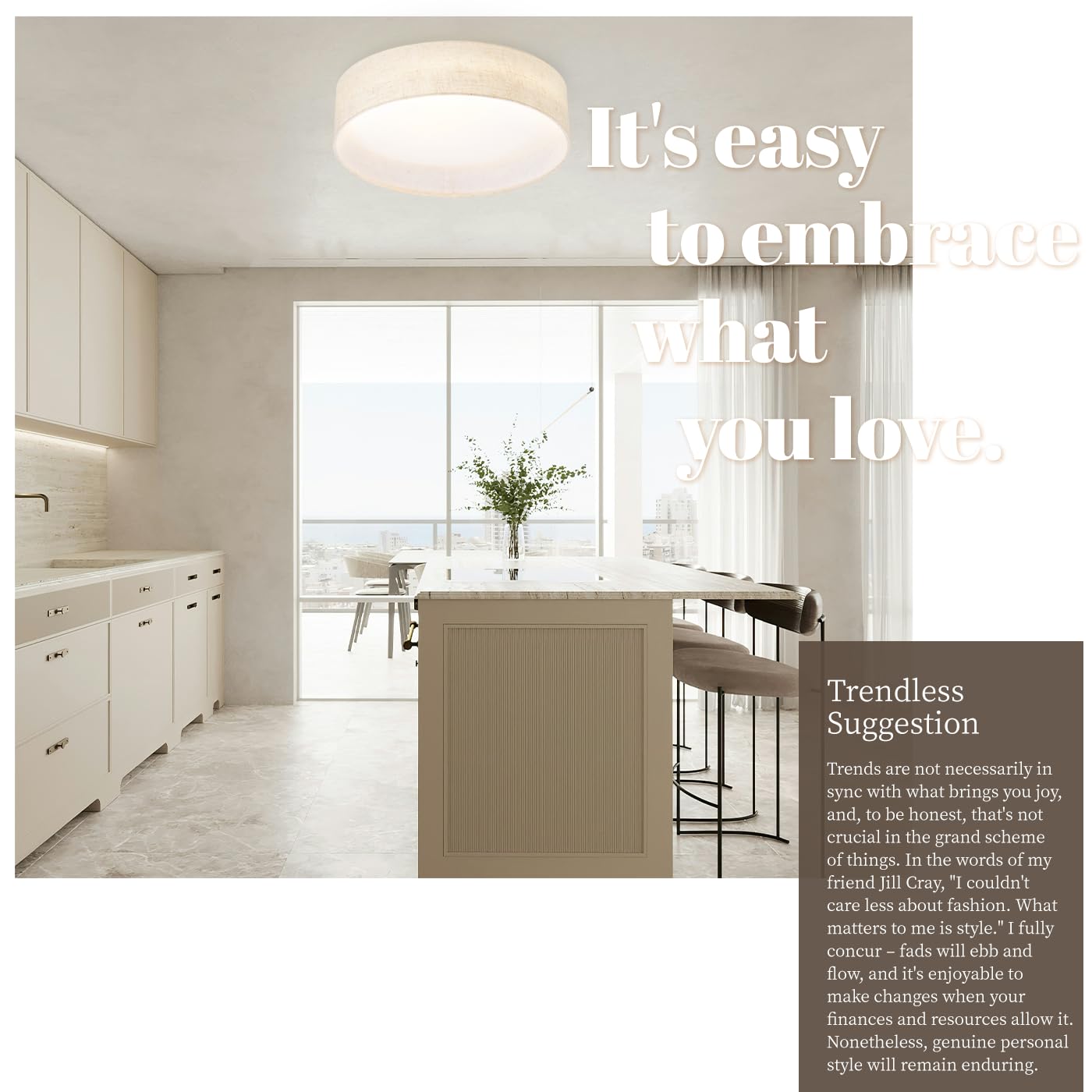 Hamilyeah Flush Mount Ceiling Light Fixture 24W, Dimmable Led Ceiling Light With Beige Fabric Shade 5Cct, 12 Inch Drum Light Fix