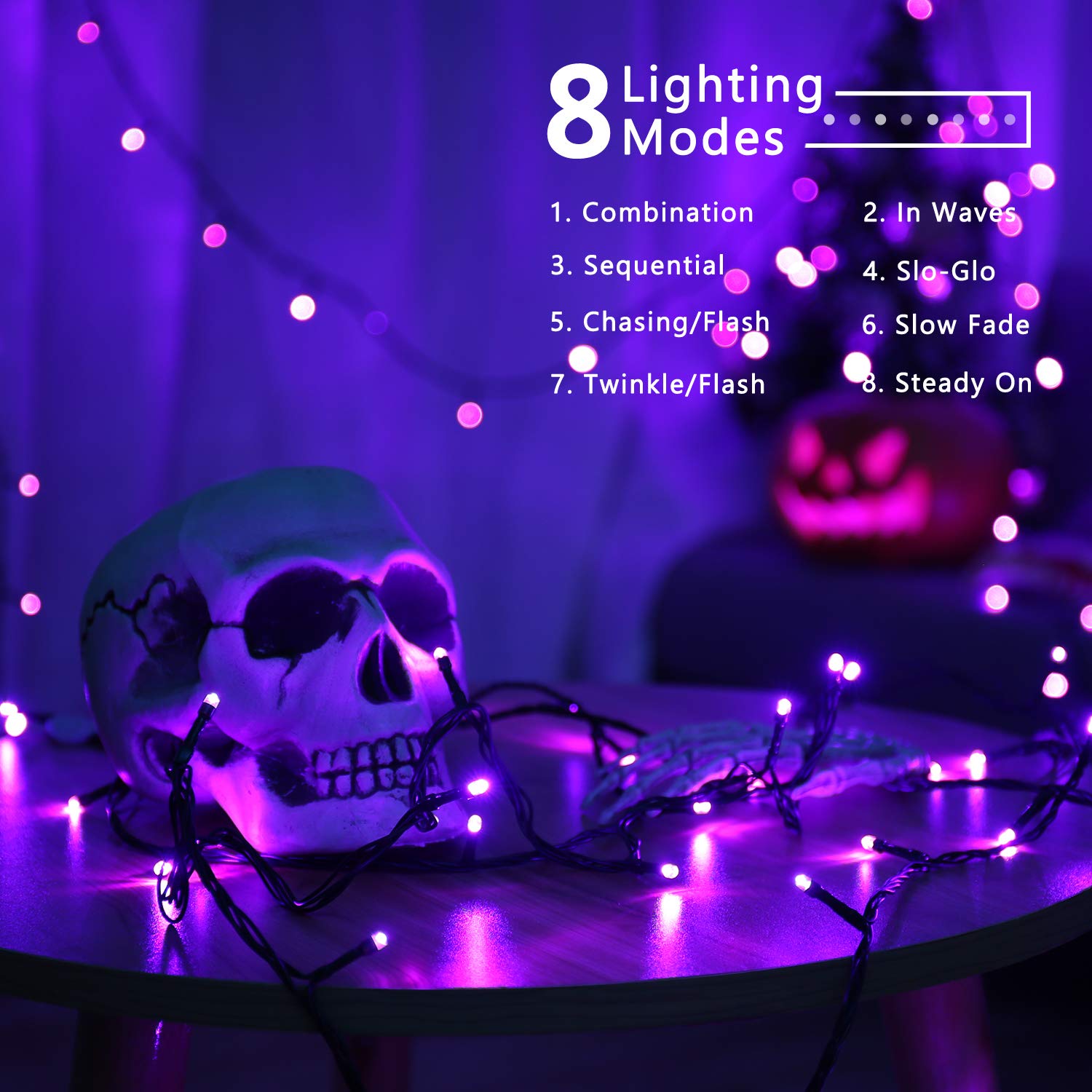 BrizLabs Purple Halloween String Lights, 240 LED, 78.74ft, 2 Pack, Waterproof, 8 Modes, Plug-in, Model GP-SW290DC0209-IP44