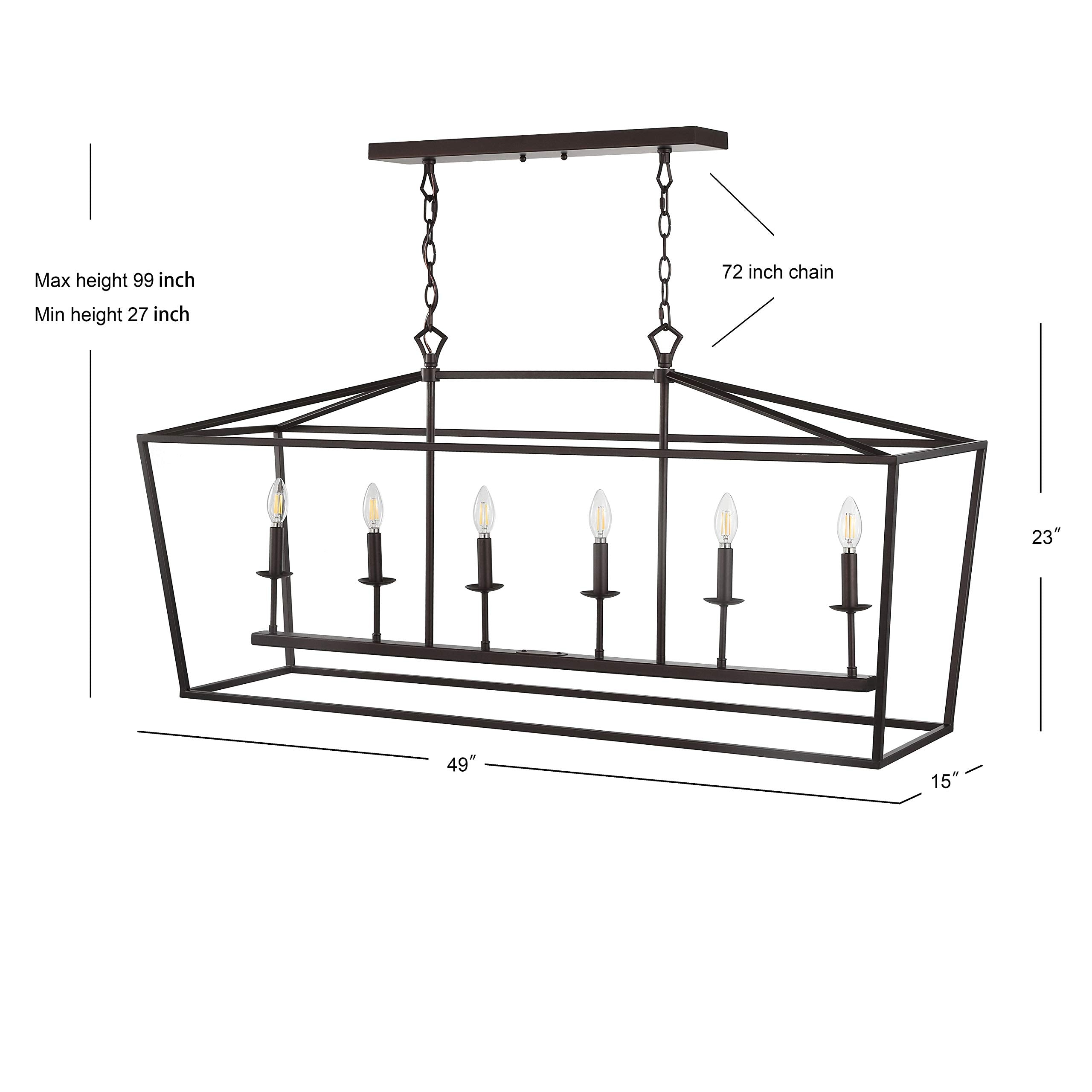 JONATHAN Y Pagoda Lantern Pendant Light Dimmable Metal 49 in Oil Rubbed Bronze Model JYL7439A