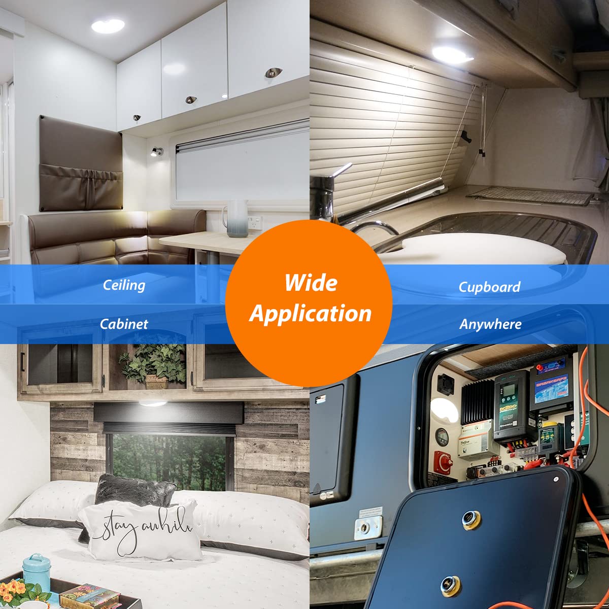 Dream Lighting 12V LED Ceiling Light Fixtures, 6" Oval, 3500K White, Pack of 4, Plastic